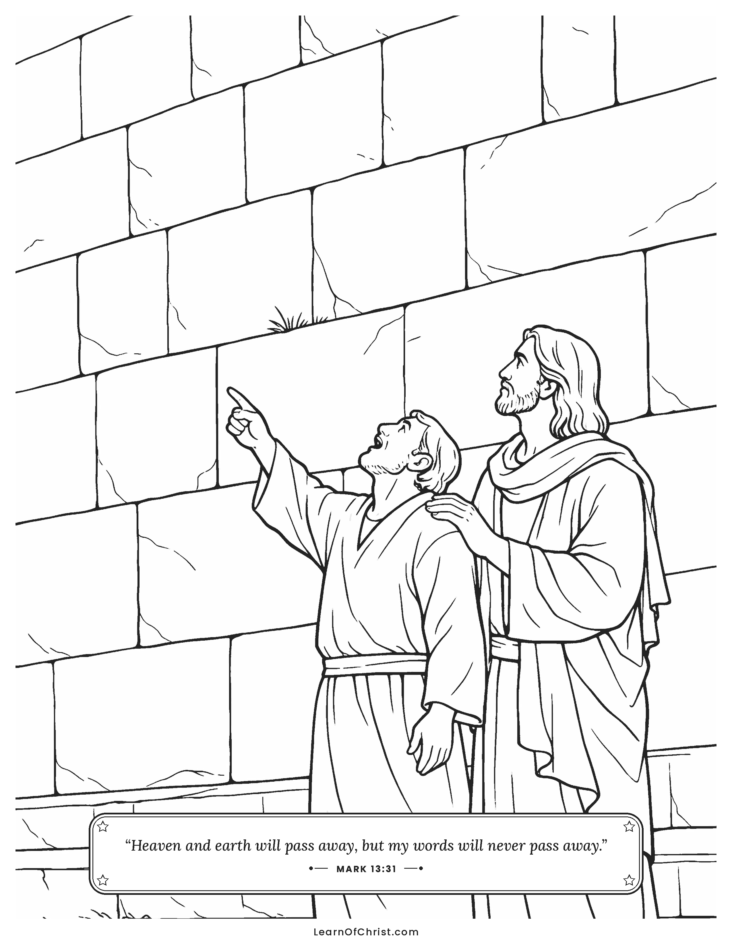 Mark 13 coloring page - The huge stones of the temple