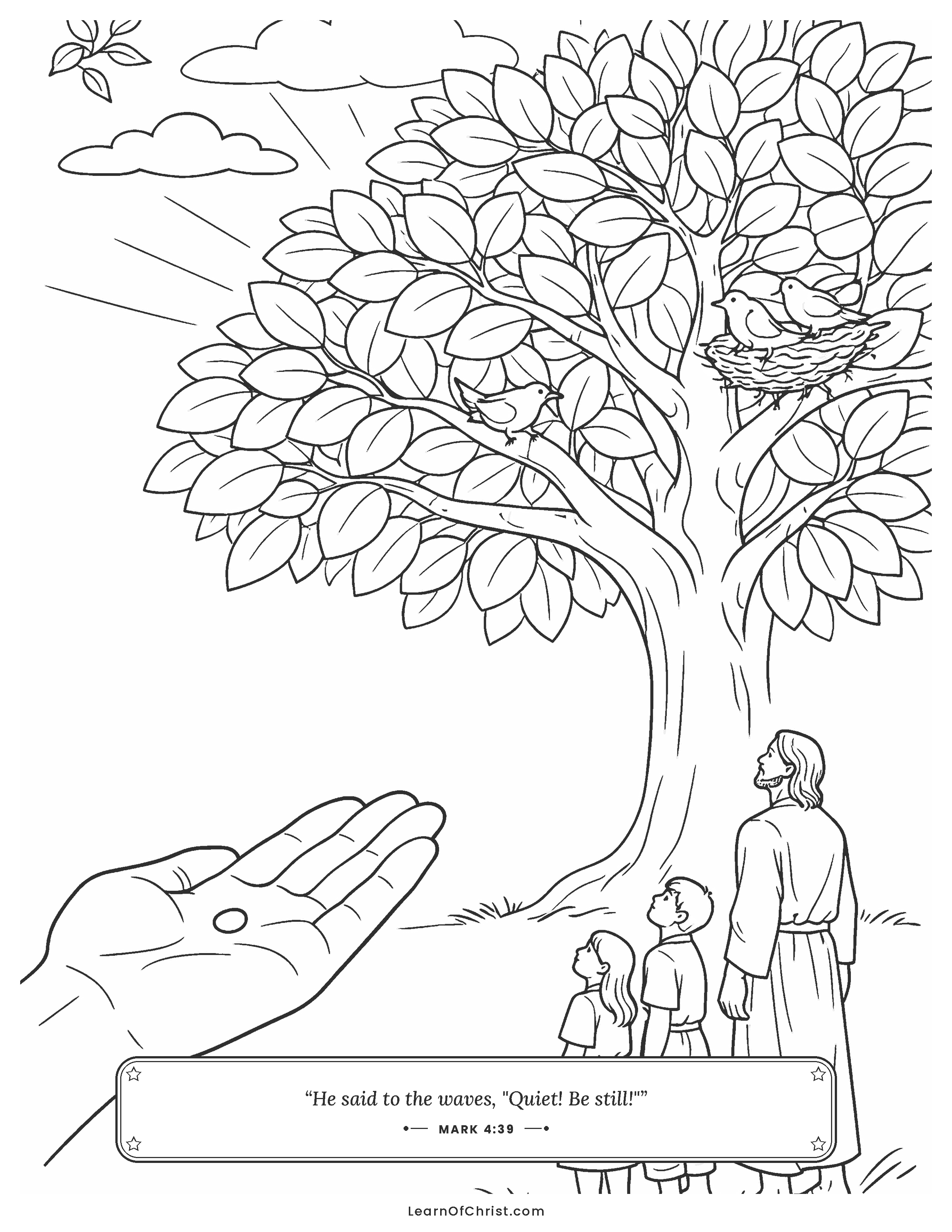 Mark 4 coloring page - A tiny seed grows into a great tree