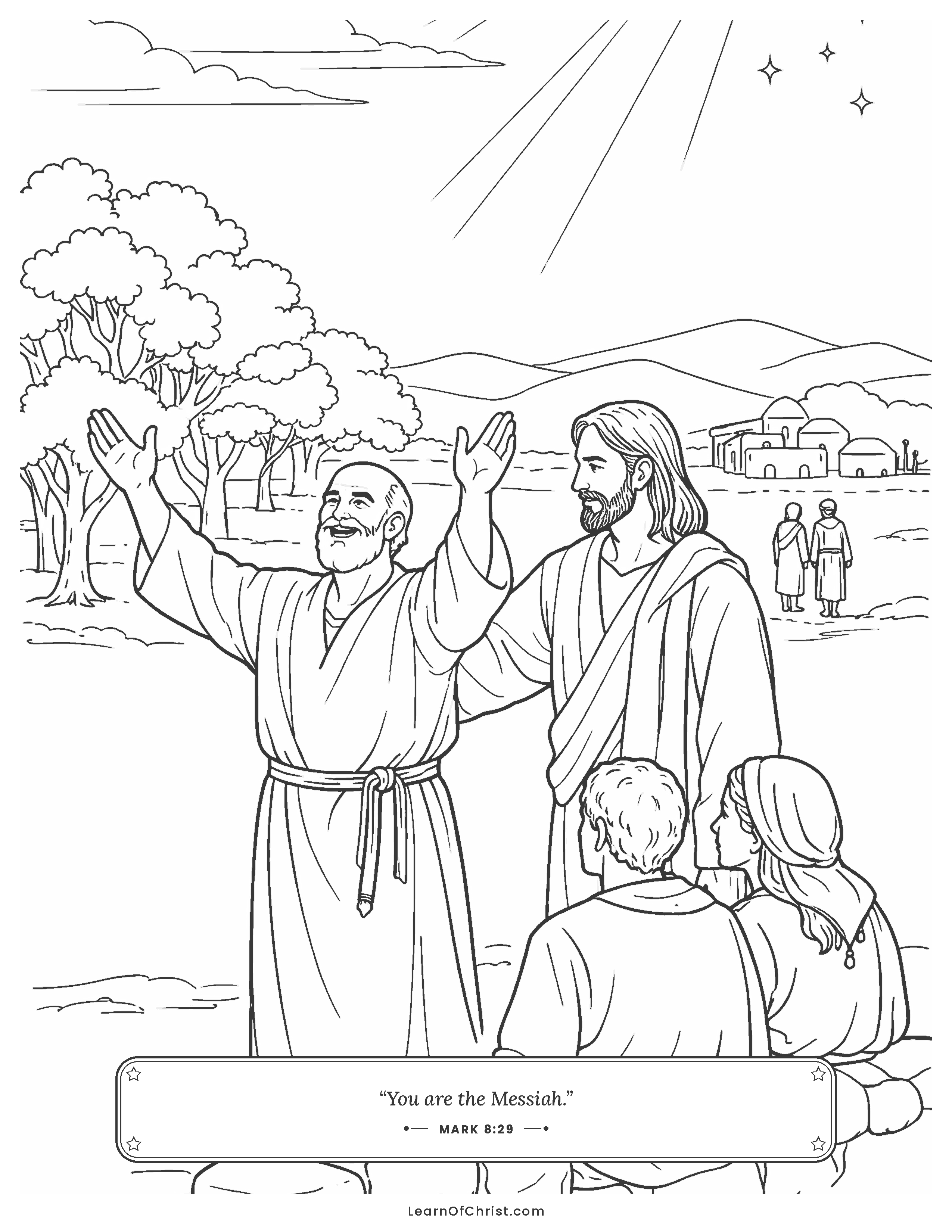 Mark 8 coloring page - A man at Bethsaida sees clearly again
