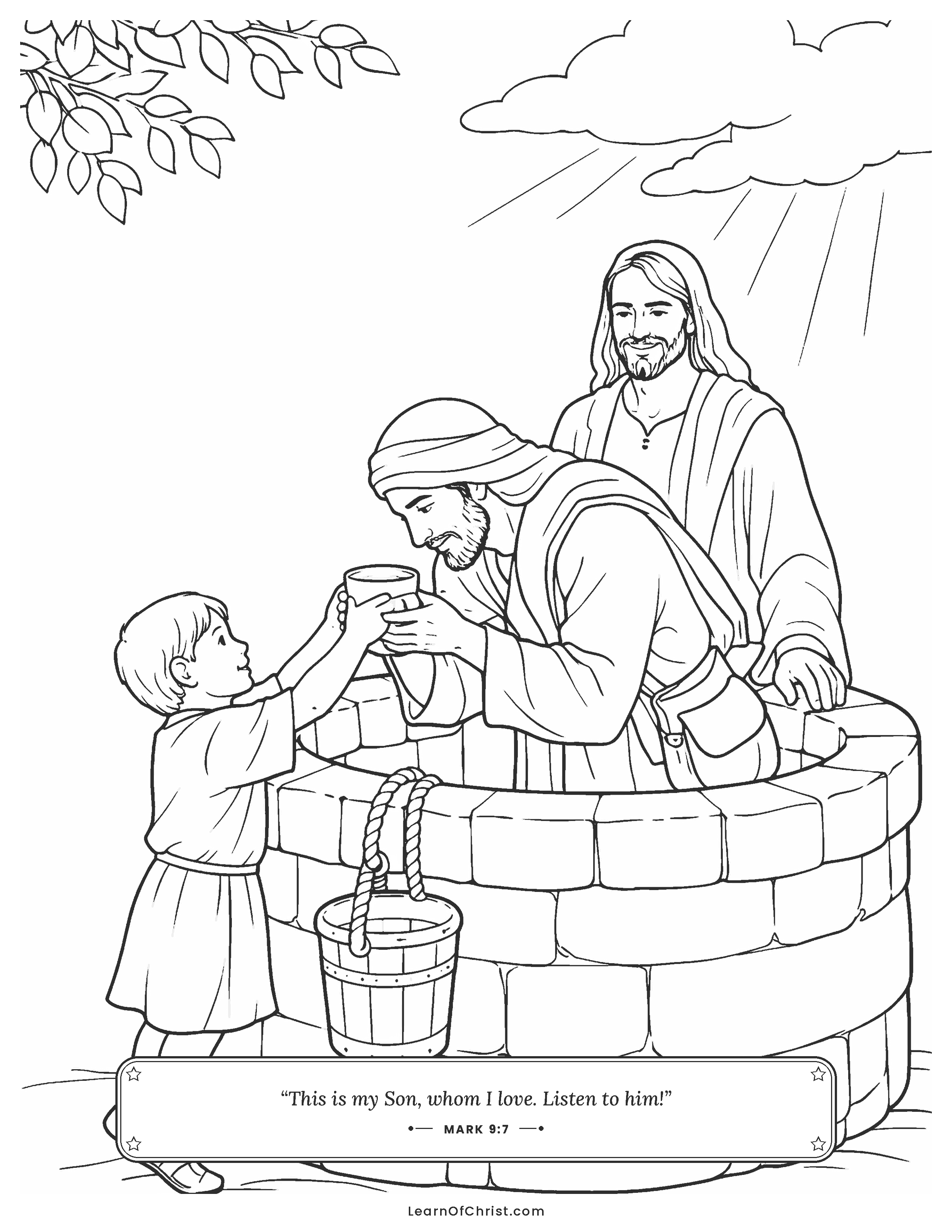 Mark 9 coloring page - A cup of cold water given away