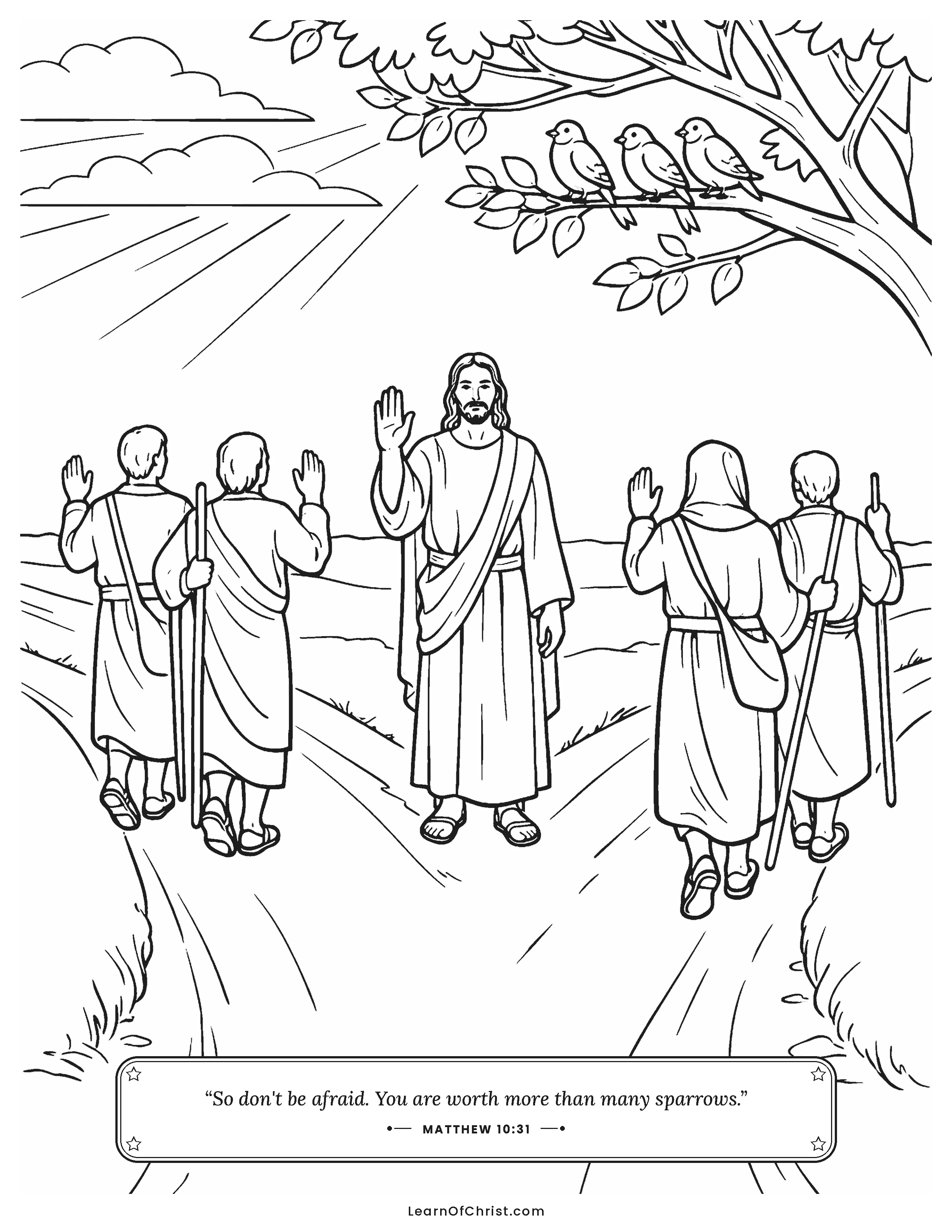 Matthew 10 coloring page - The twelve helpers head out two by two