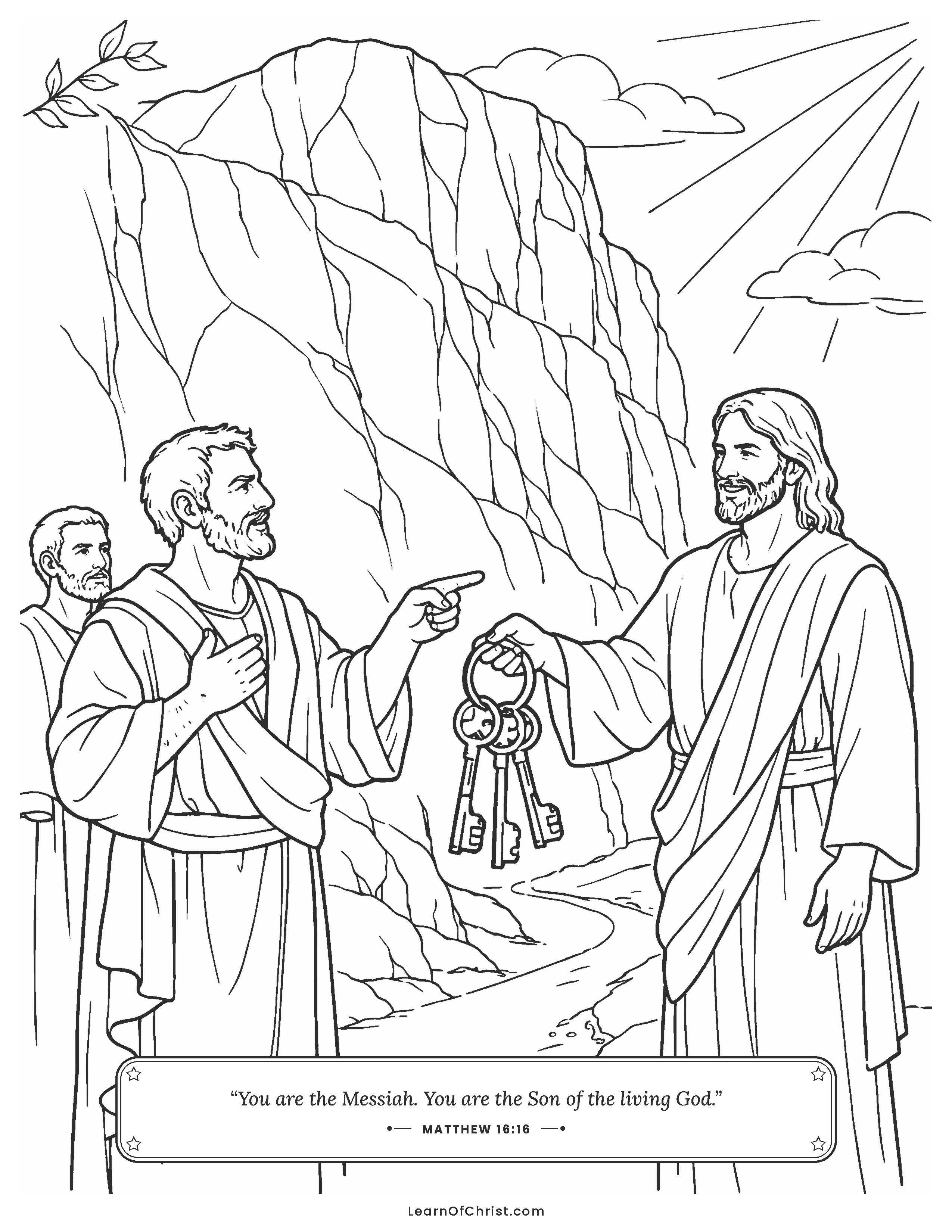 Matthew 16 coloring page - Peter says who Jesus really is