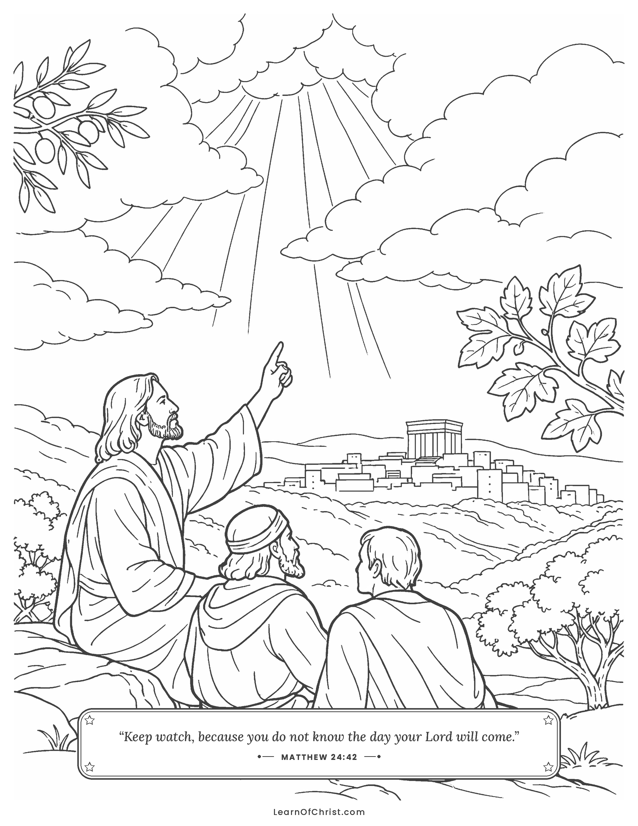 Matthew 24 coloring page - Jesus tells his friends he will return