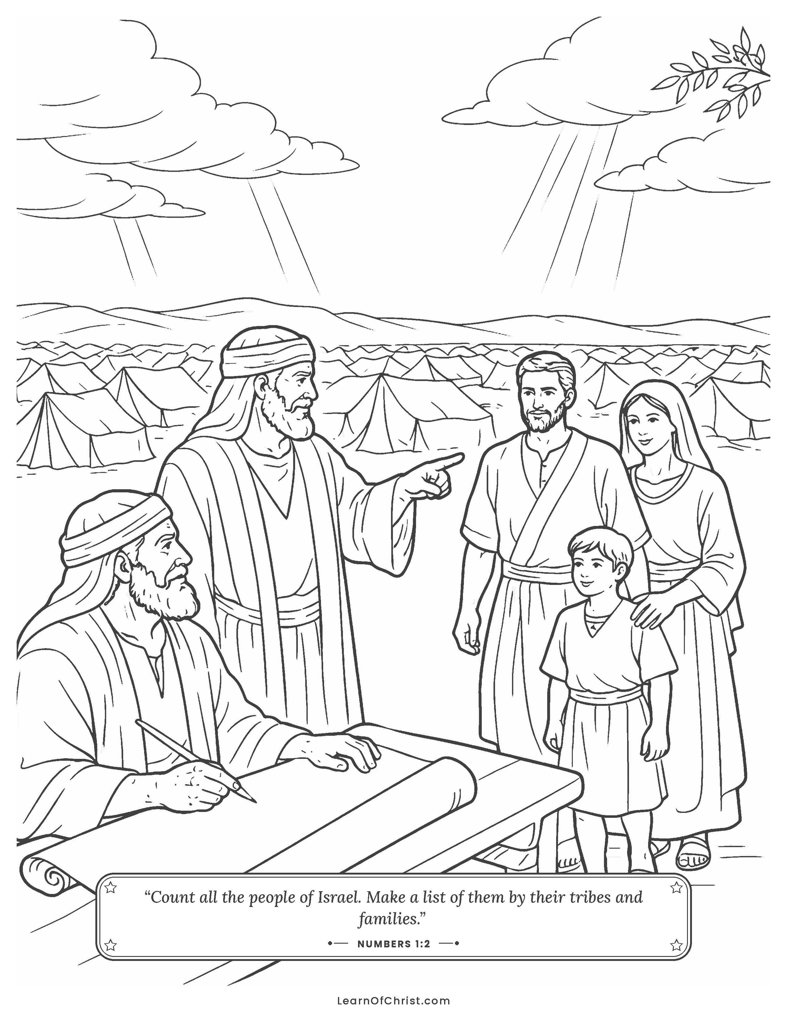 Numbers 1 coloring page - Counting God's great big family