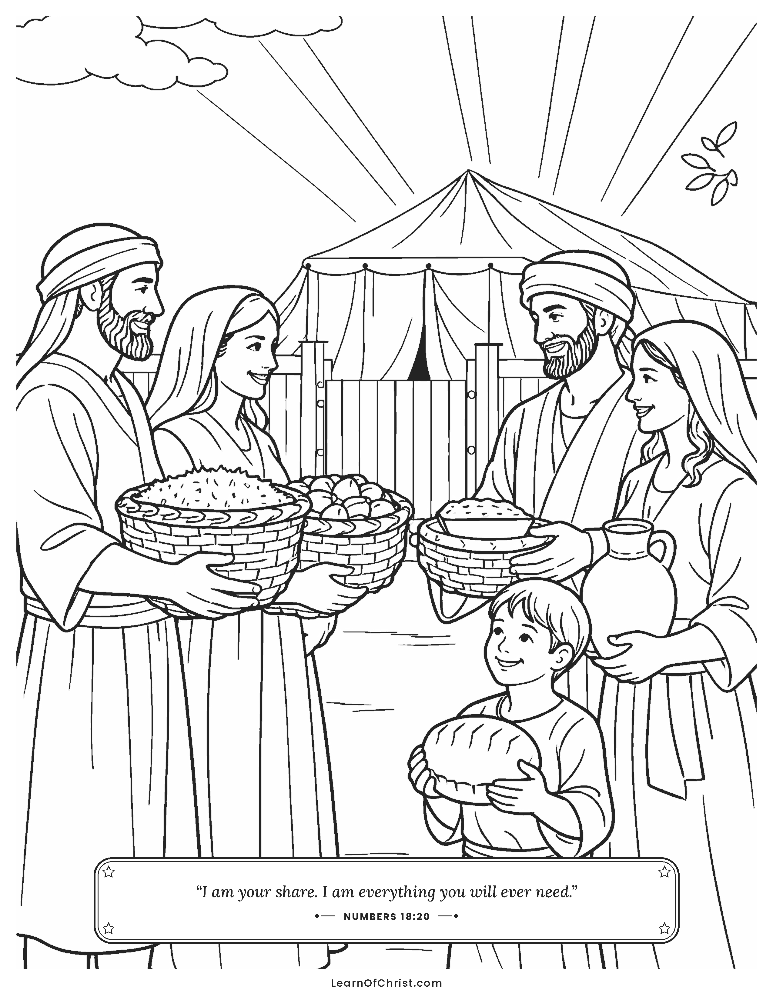 Numbers 18 coloring page - God himself is the helpers' gift