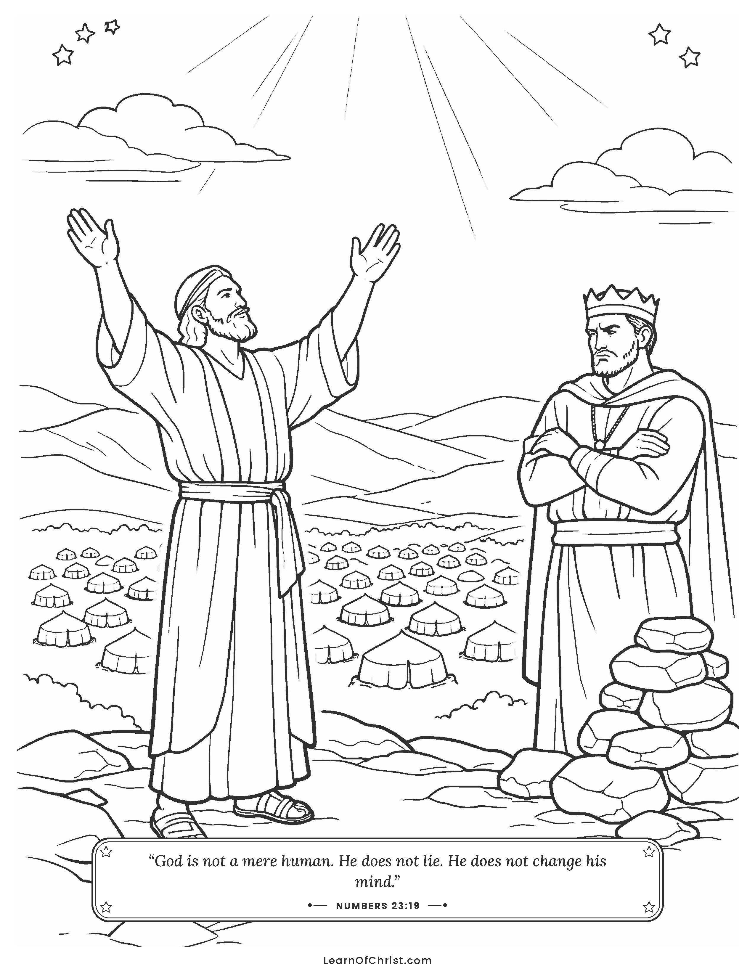 Numbers 23 coloring page - Balaam blesses instead of curses