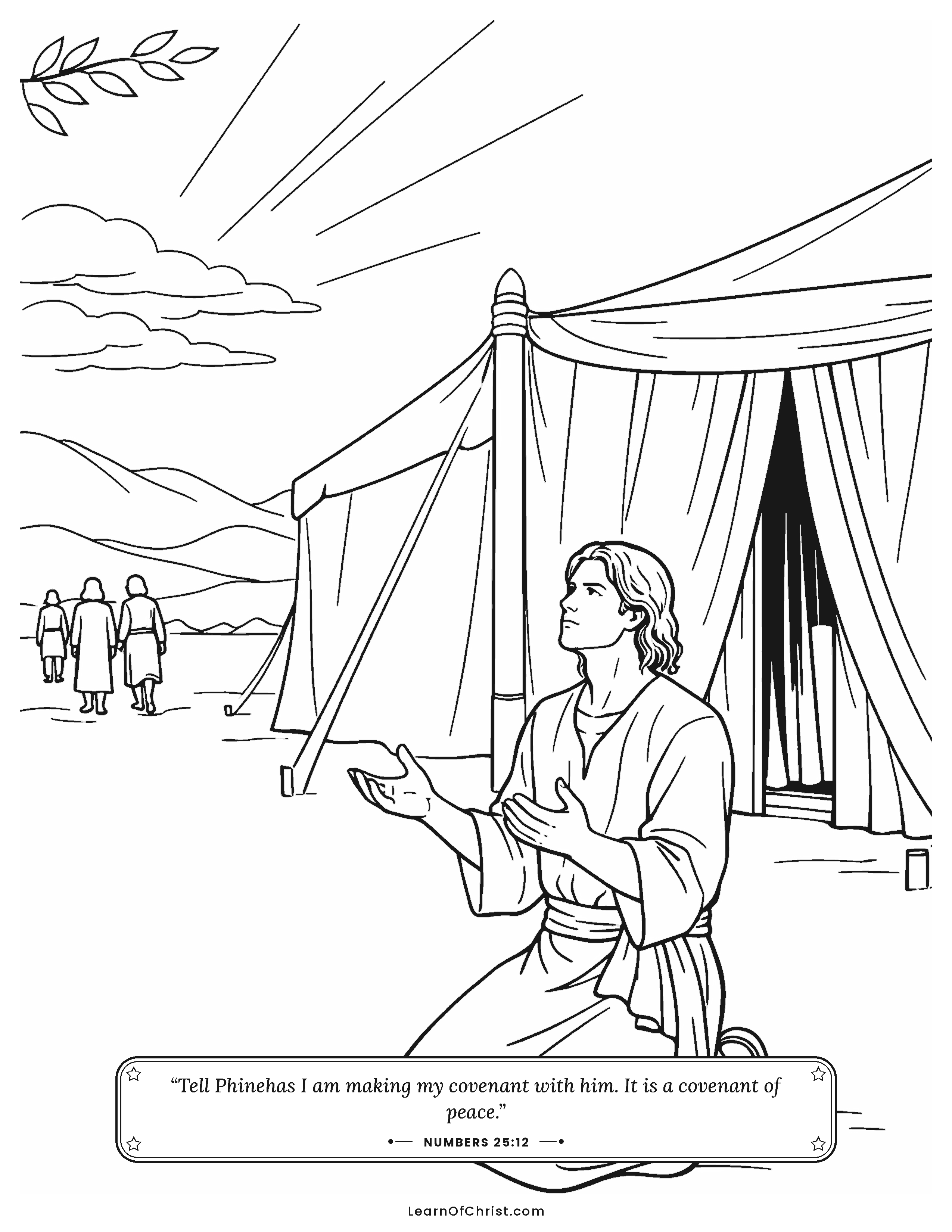 Numbers 25 coloring page - Phinehas chooses to stay close to God