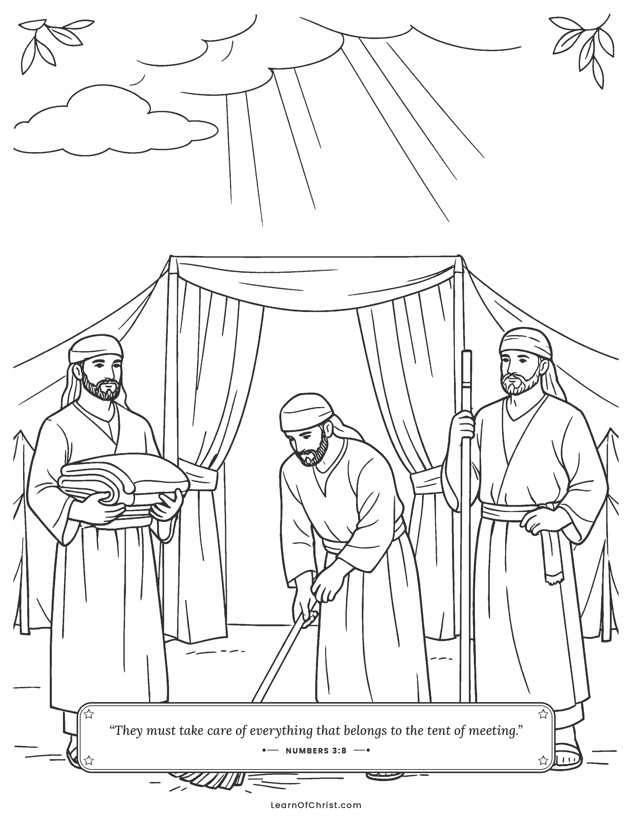 Numbers 3 coloring page - The Levites guard God's holy tent