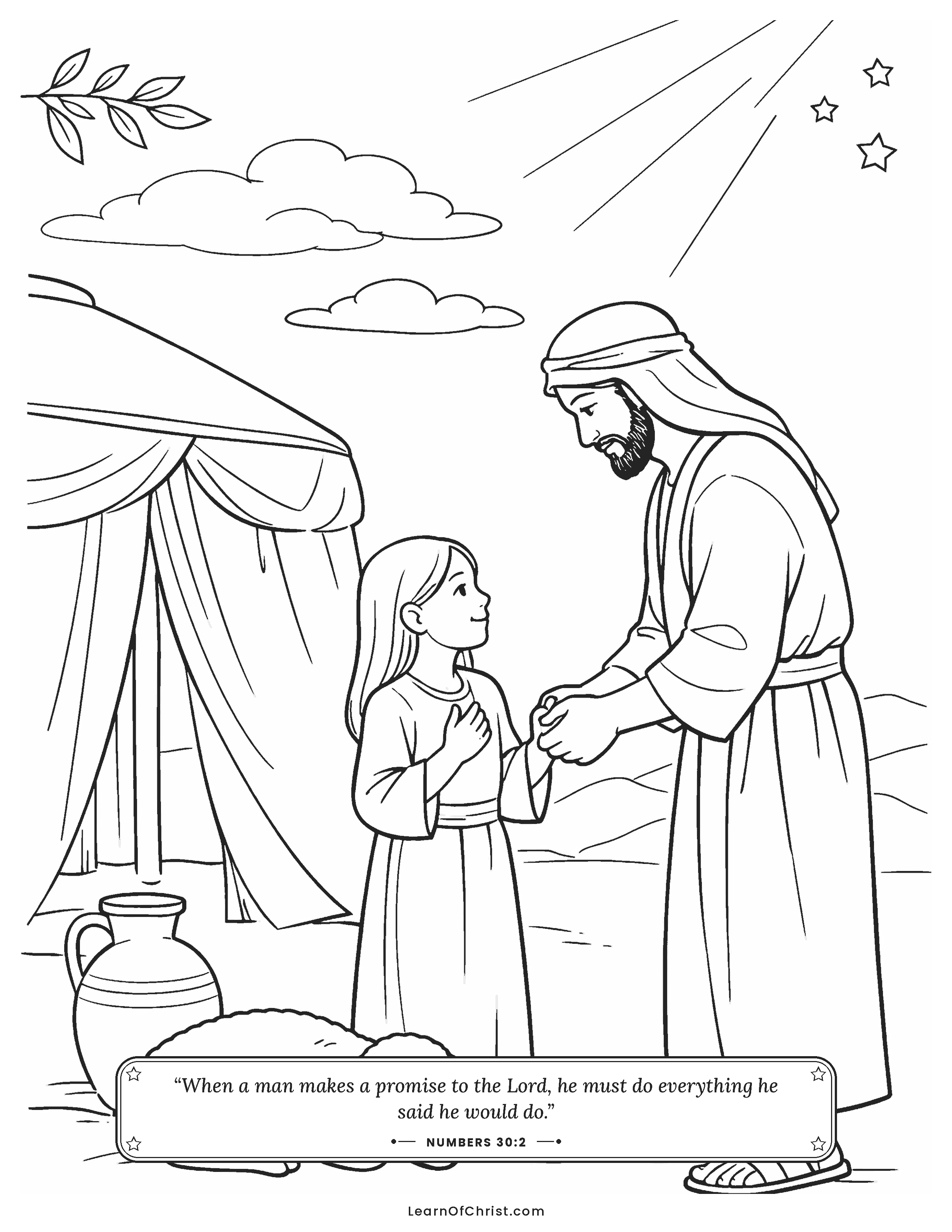 Numbers 30 coloring page - A promise made and kept