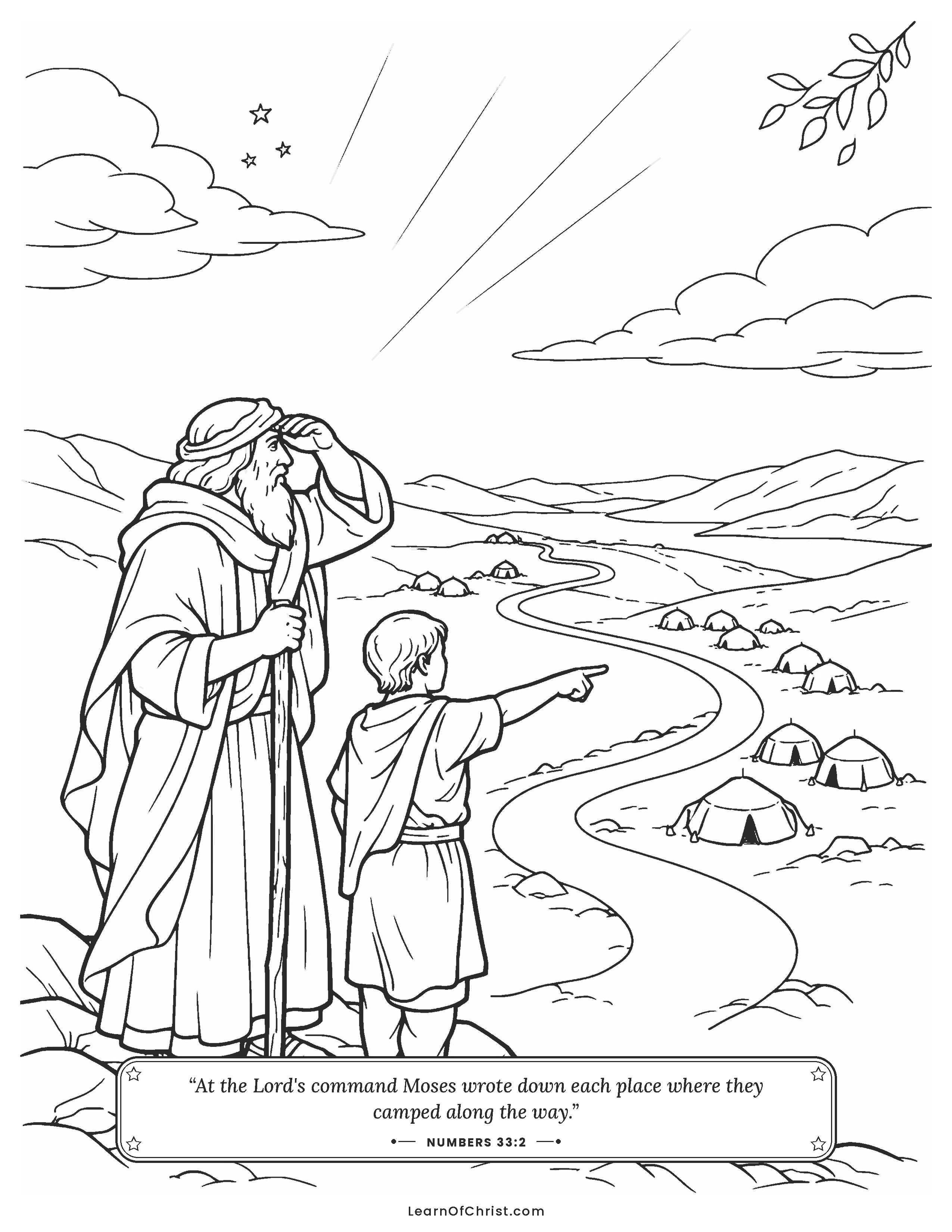 Numbers 33 coloring page - Looking back over the long journey