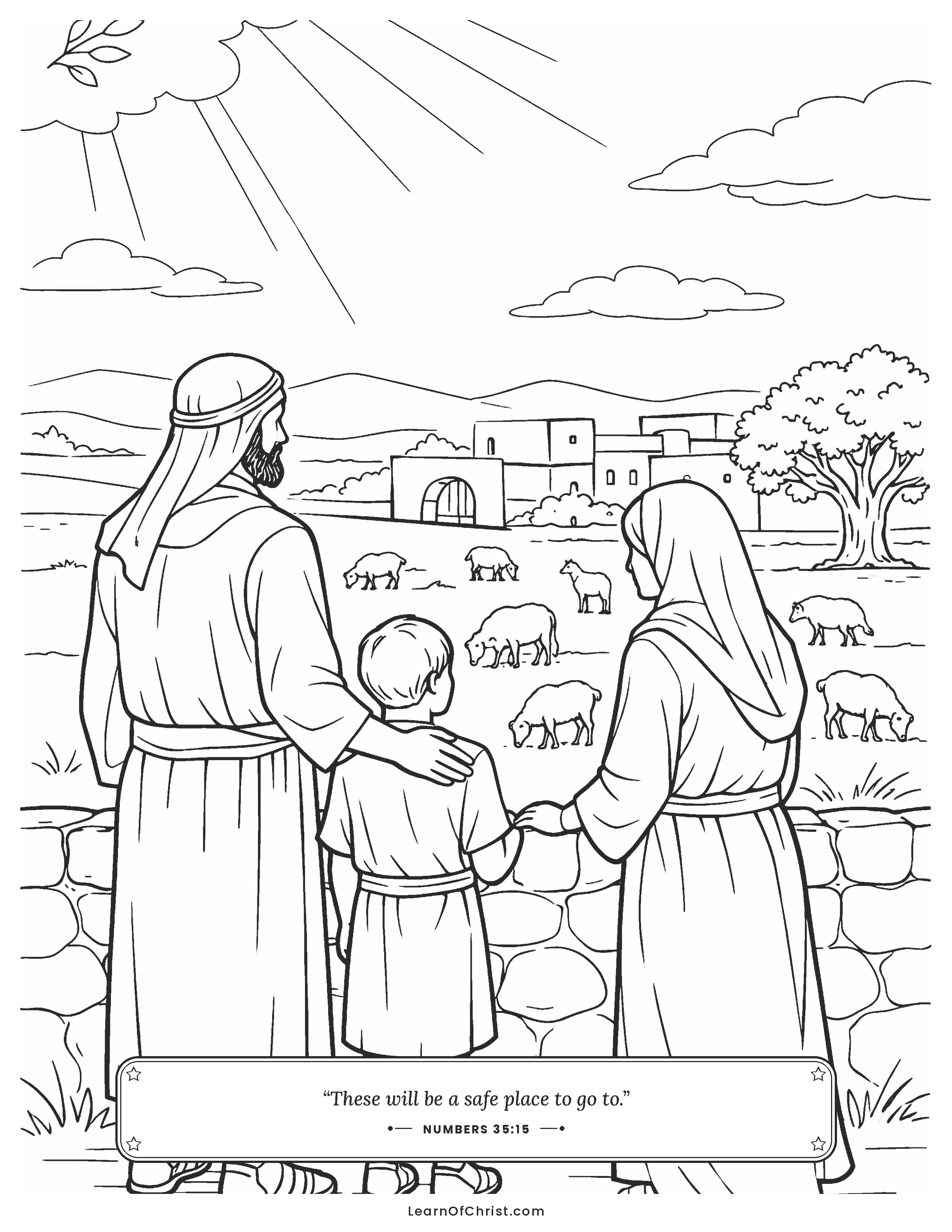 Numbers 35 coloring page - Levite towns with pasture all around
