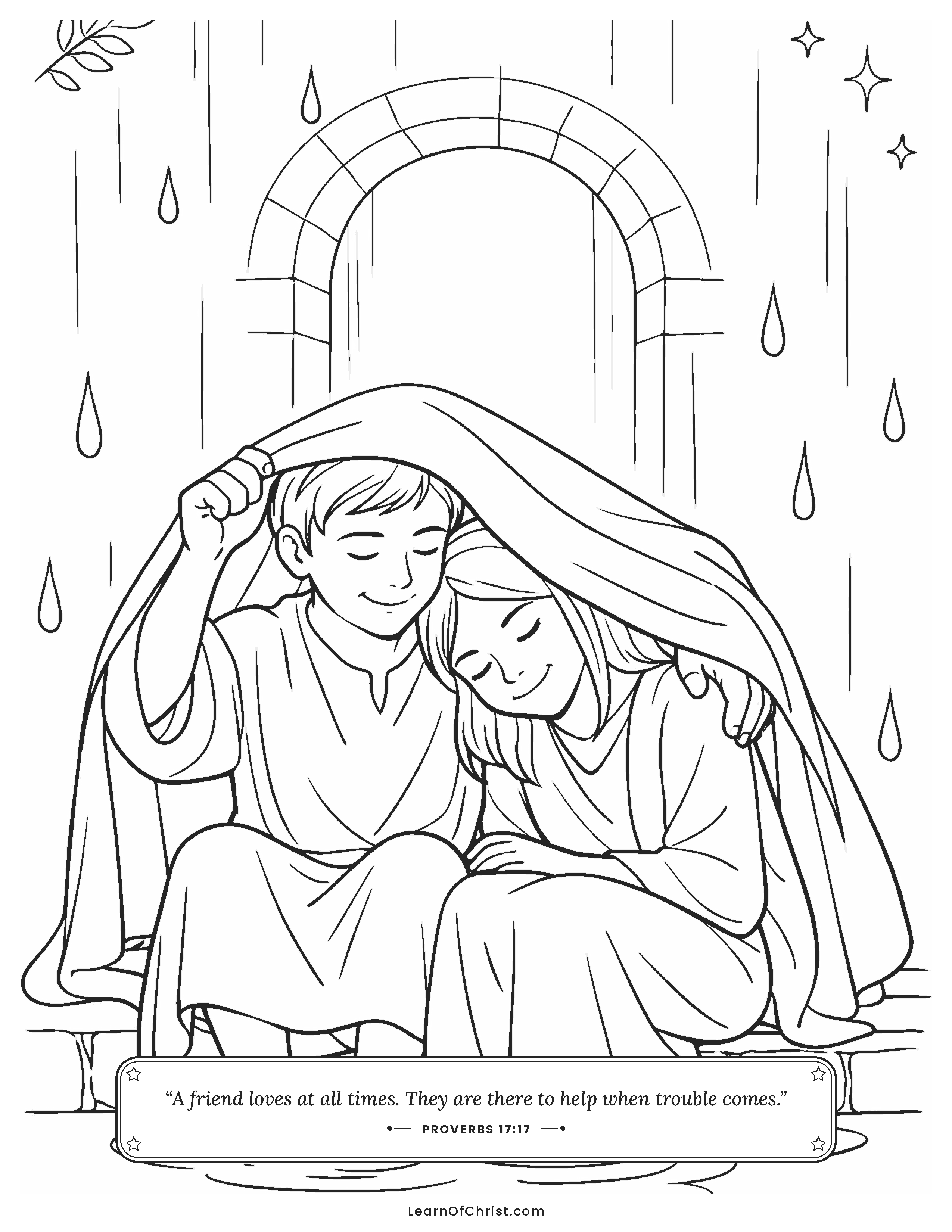 Proverbs 17 coloring page - A friend who stays on hard days