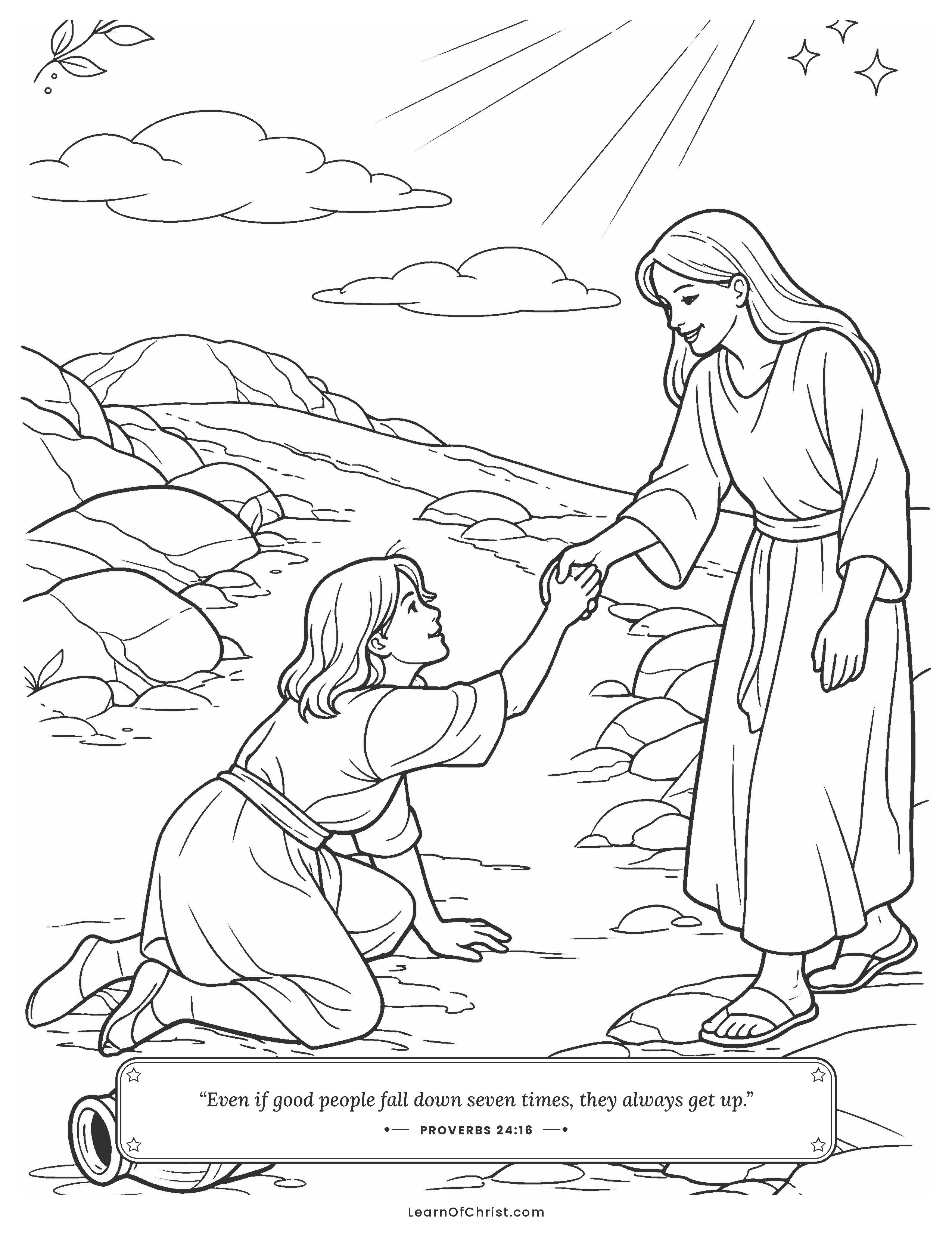 Proverbs 24 coloring page - Getting back up after a fall