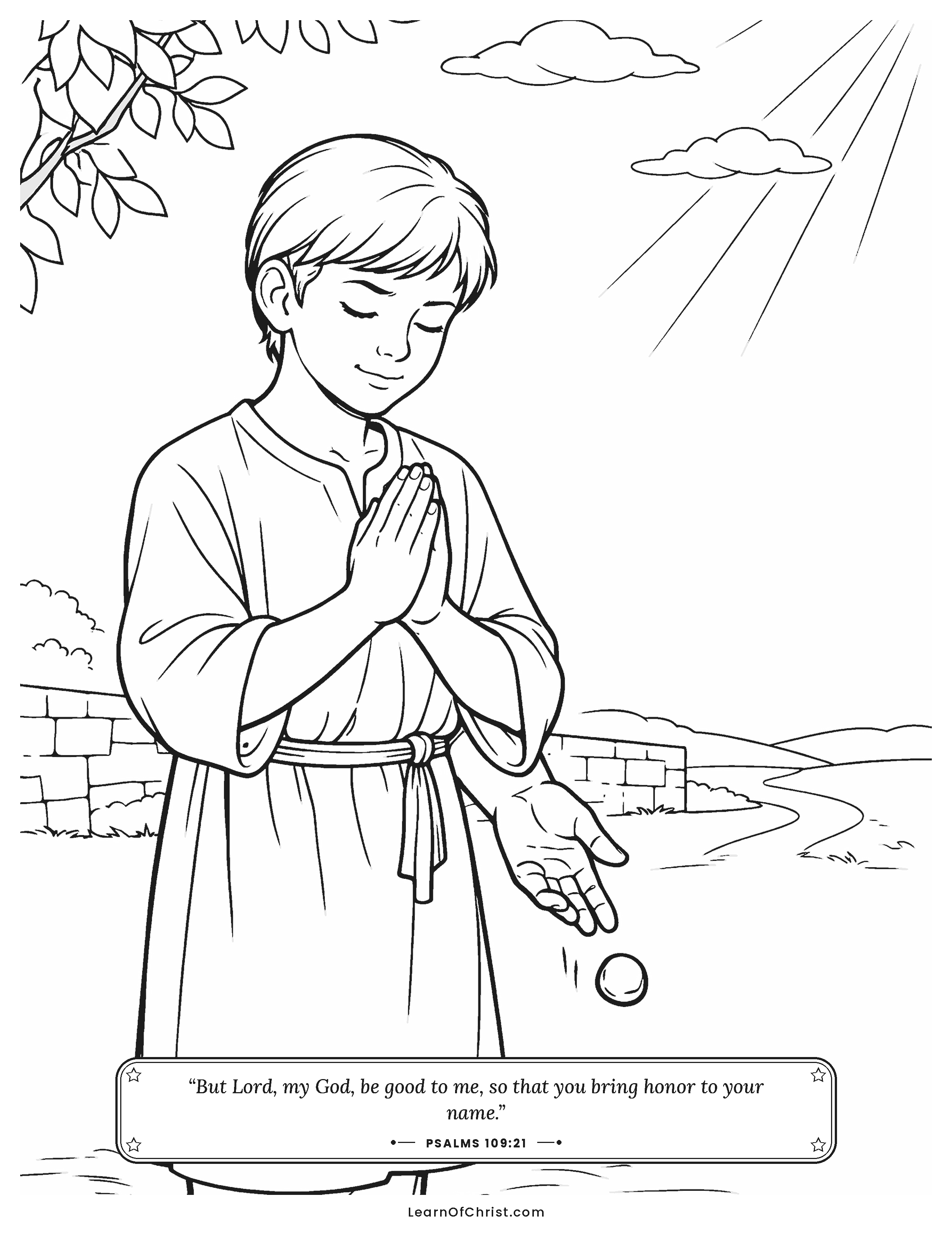 Psalms 109 coloring page - Setting the stone down to pray