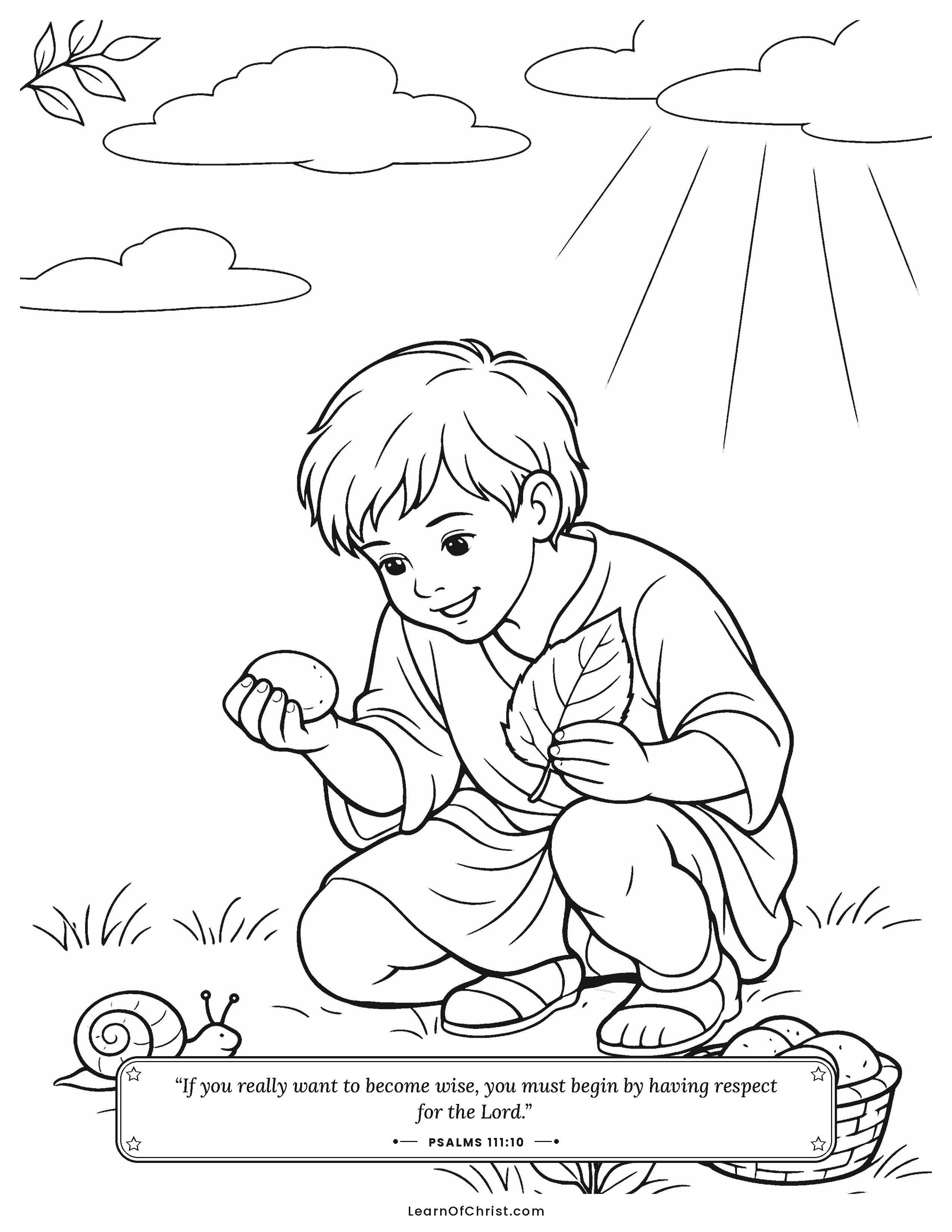 Psalms 111 coloring page - Turning a wonder over in your hands