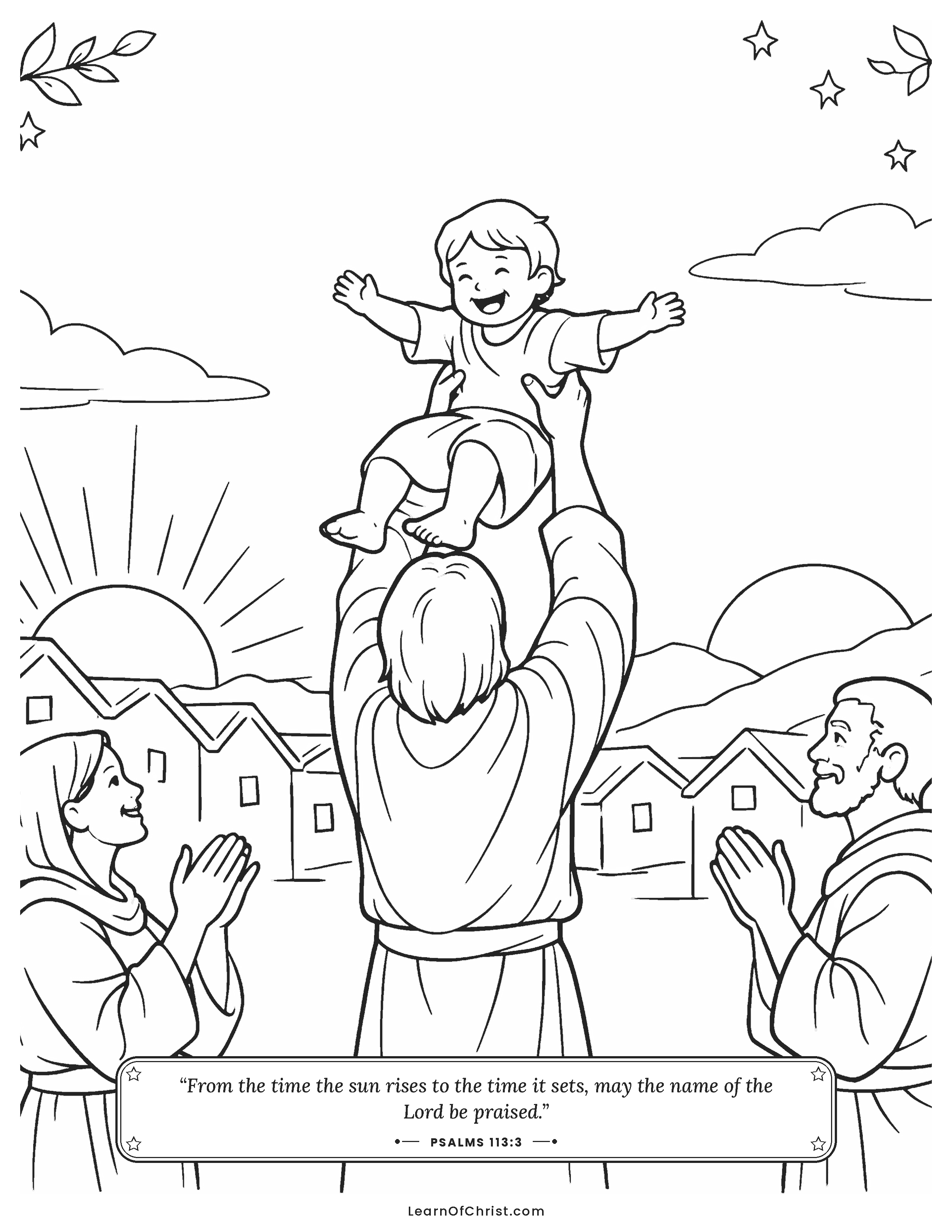 Psalms 113 coloring page - From sunrise to sunset, praise