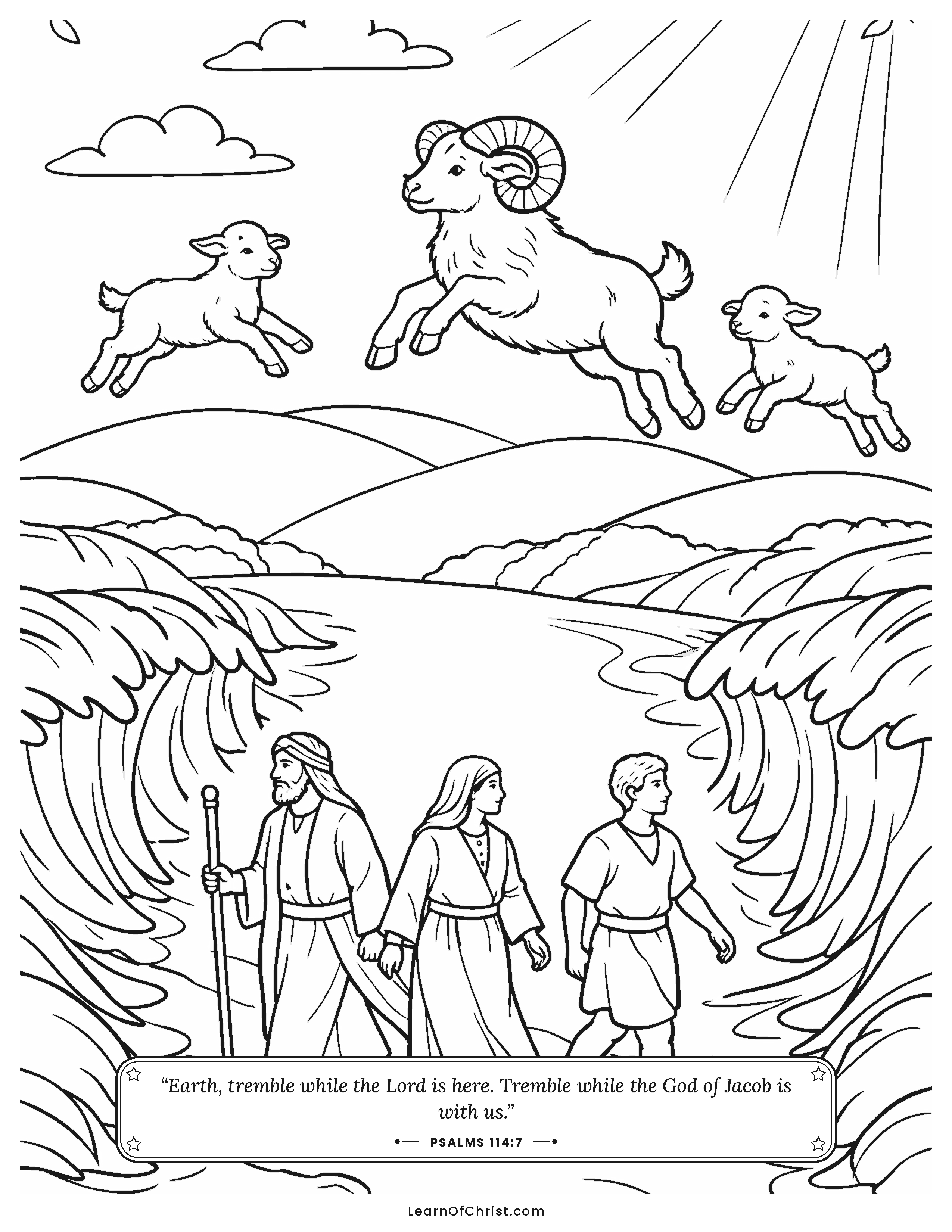 Psalms 114 coloring page - The hills skip like little lambs