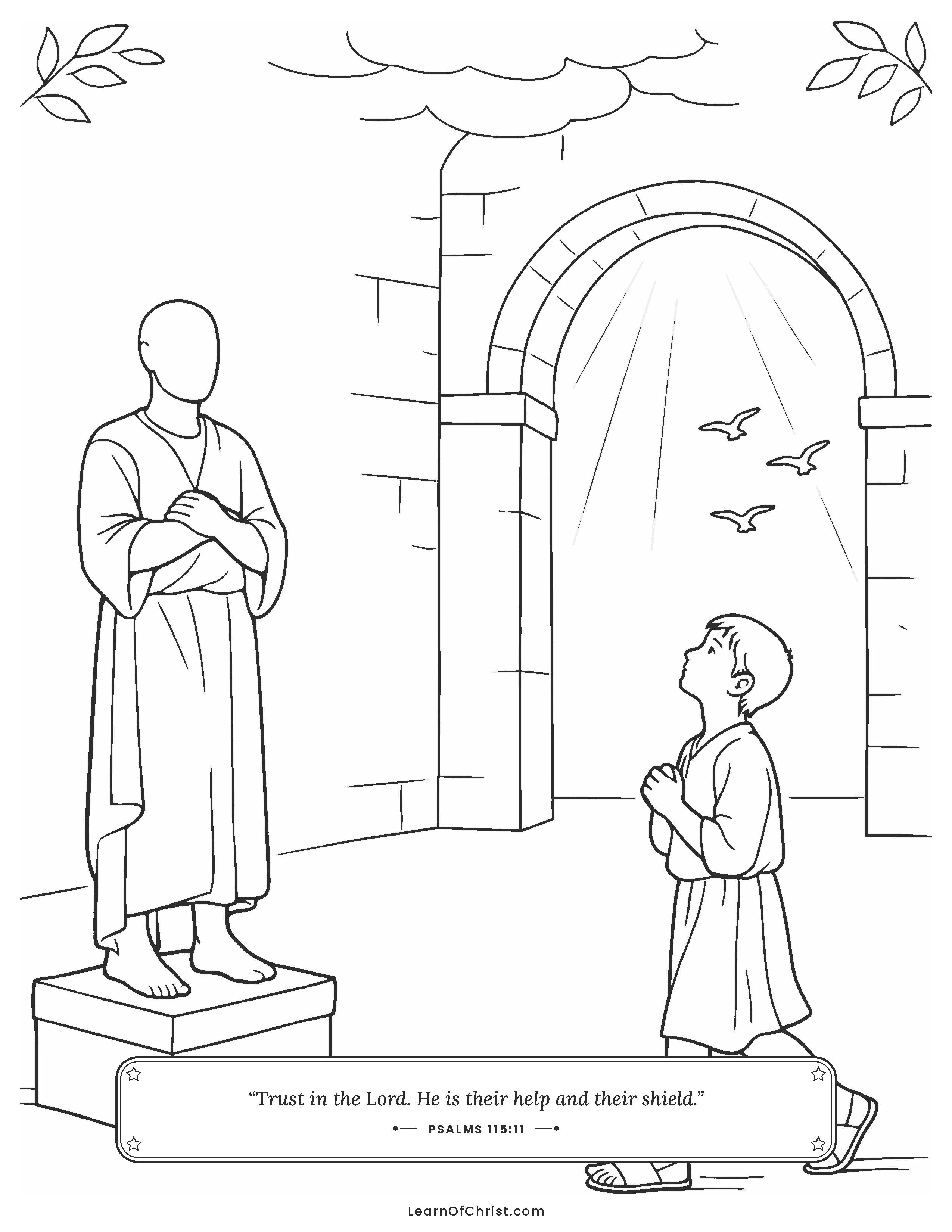 Psalms 115 coloring page - The statue cannot see or hear