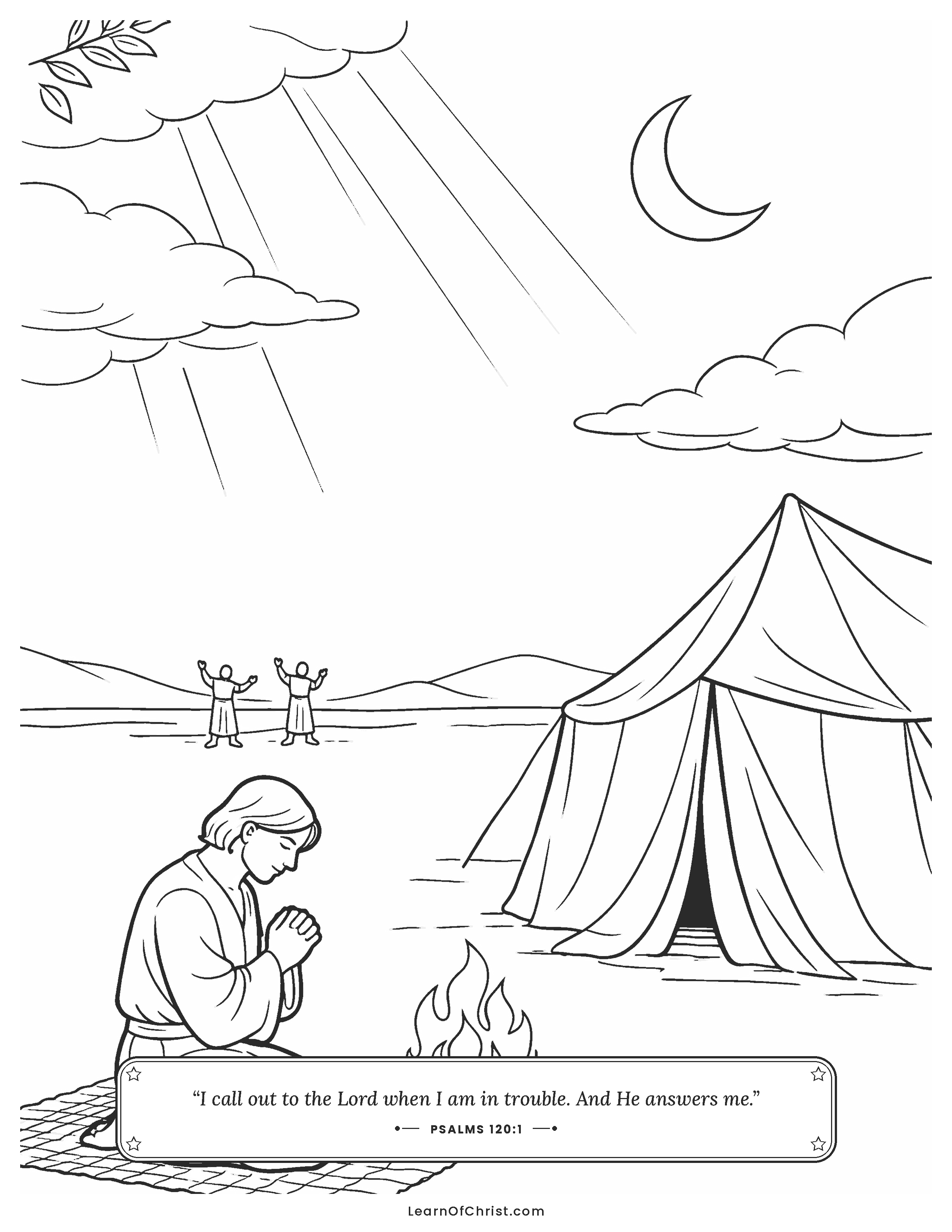 Psalms 120 coloring page - Choosing peace outside the tent