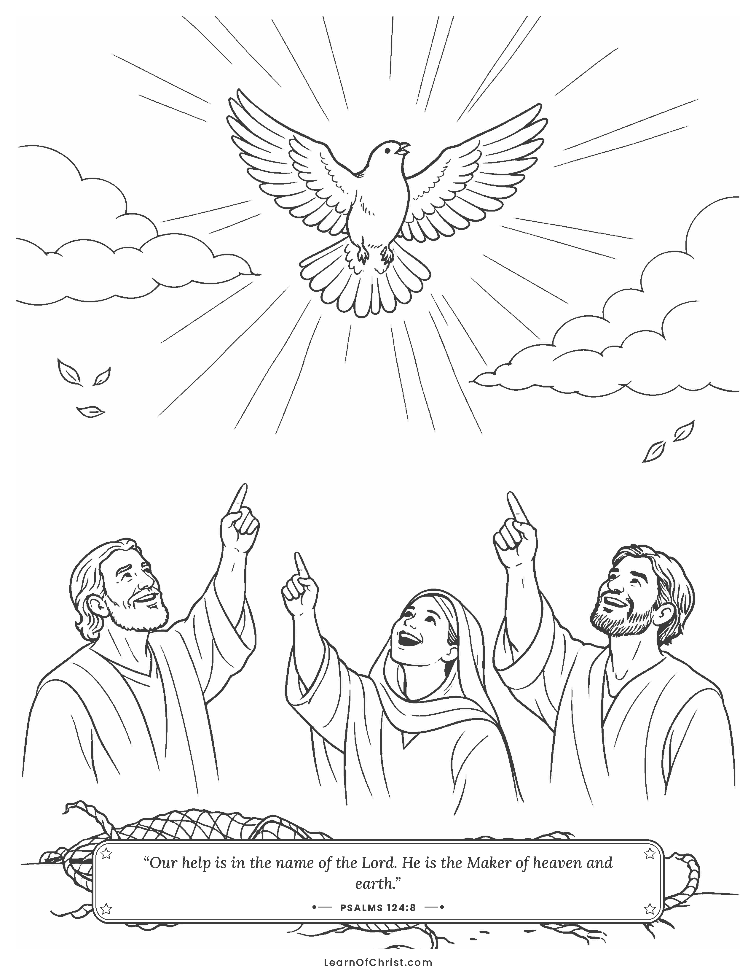 Psalms 124 coloring page - The bird escapes the broken net