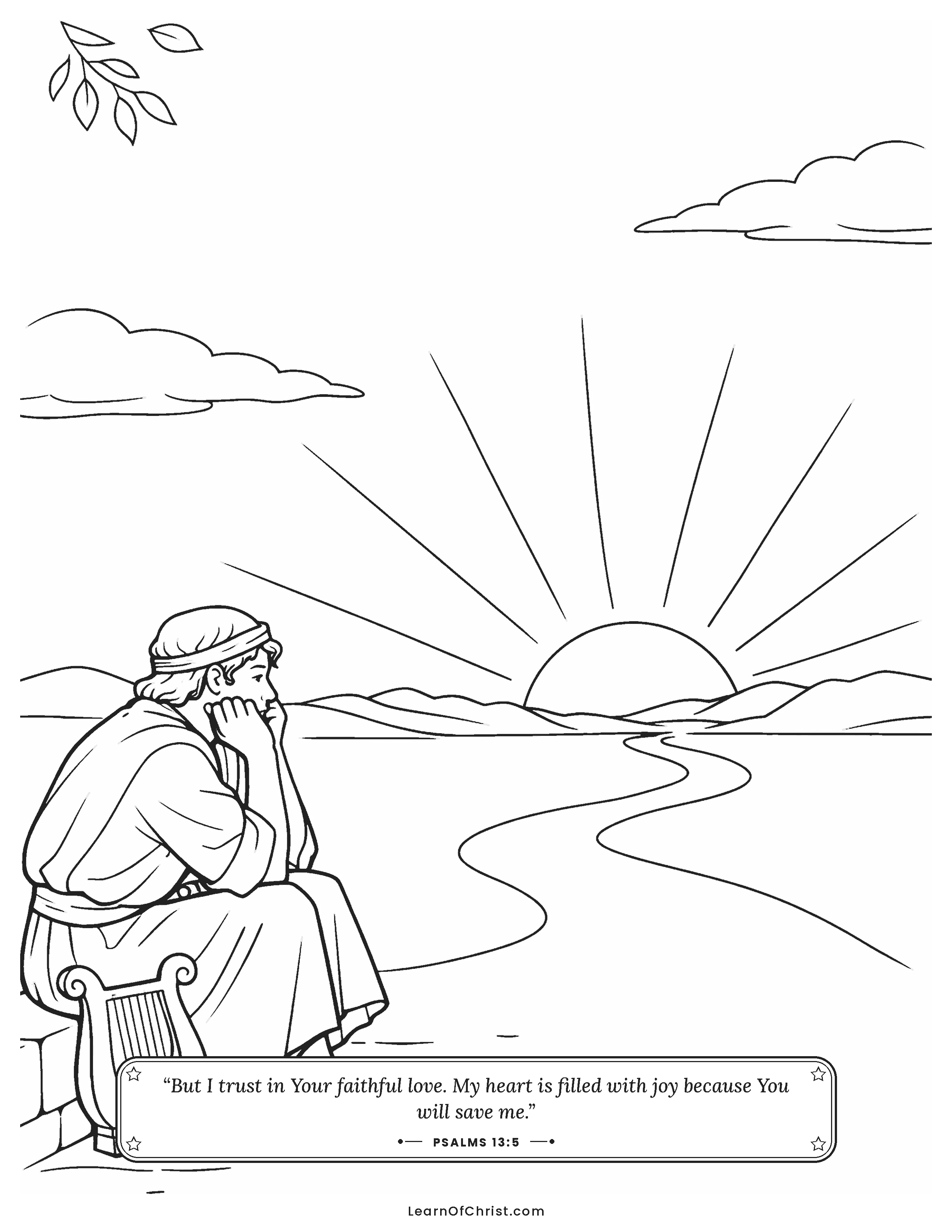 Psalms 13 coloring page - Waiting on the step for morning