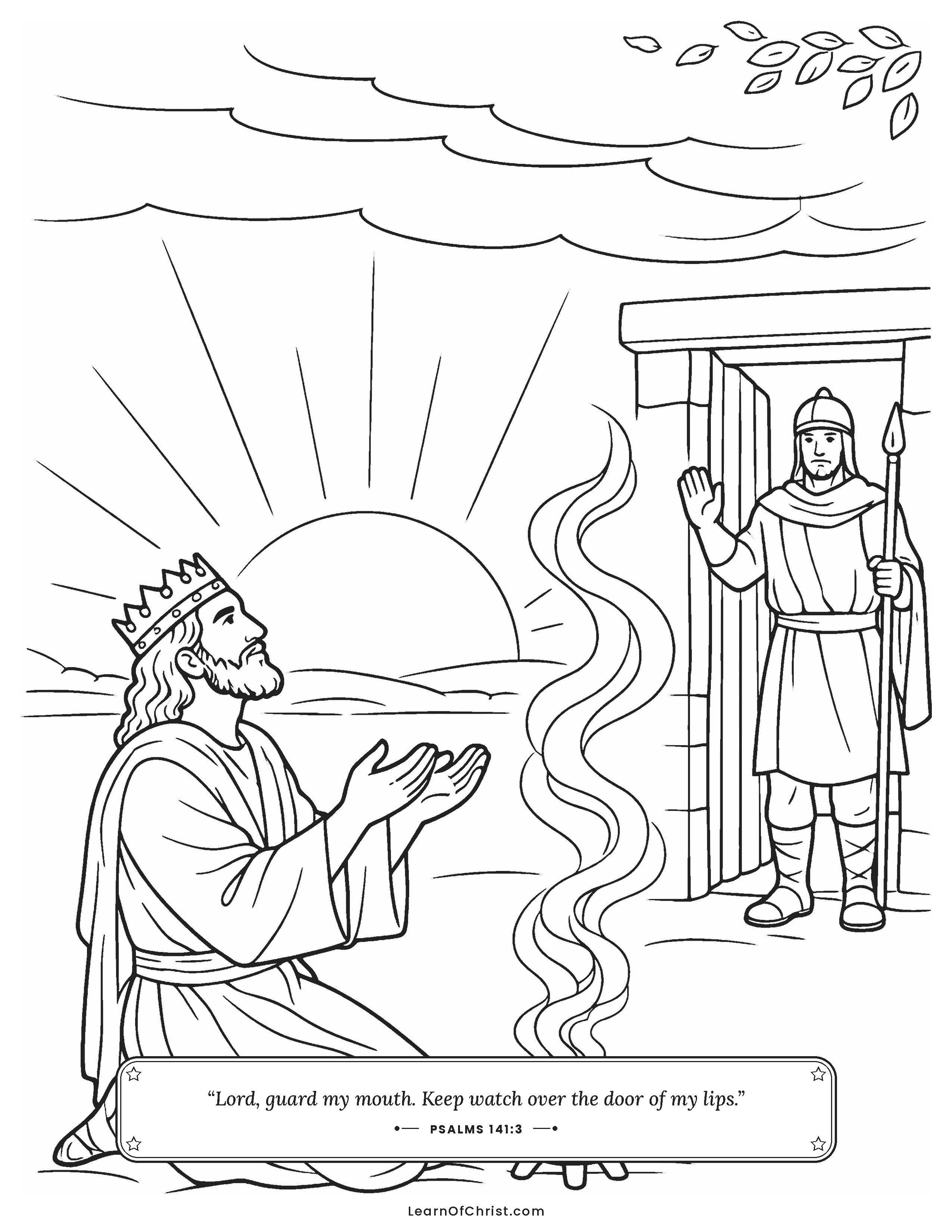 Psalms 141 coloring page - An evening prayer rising like sweet smoke