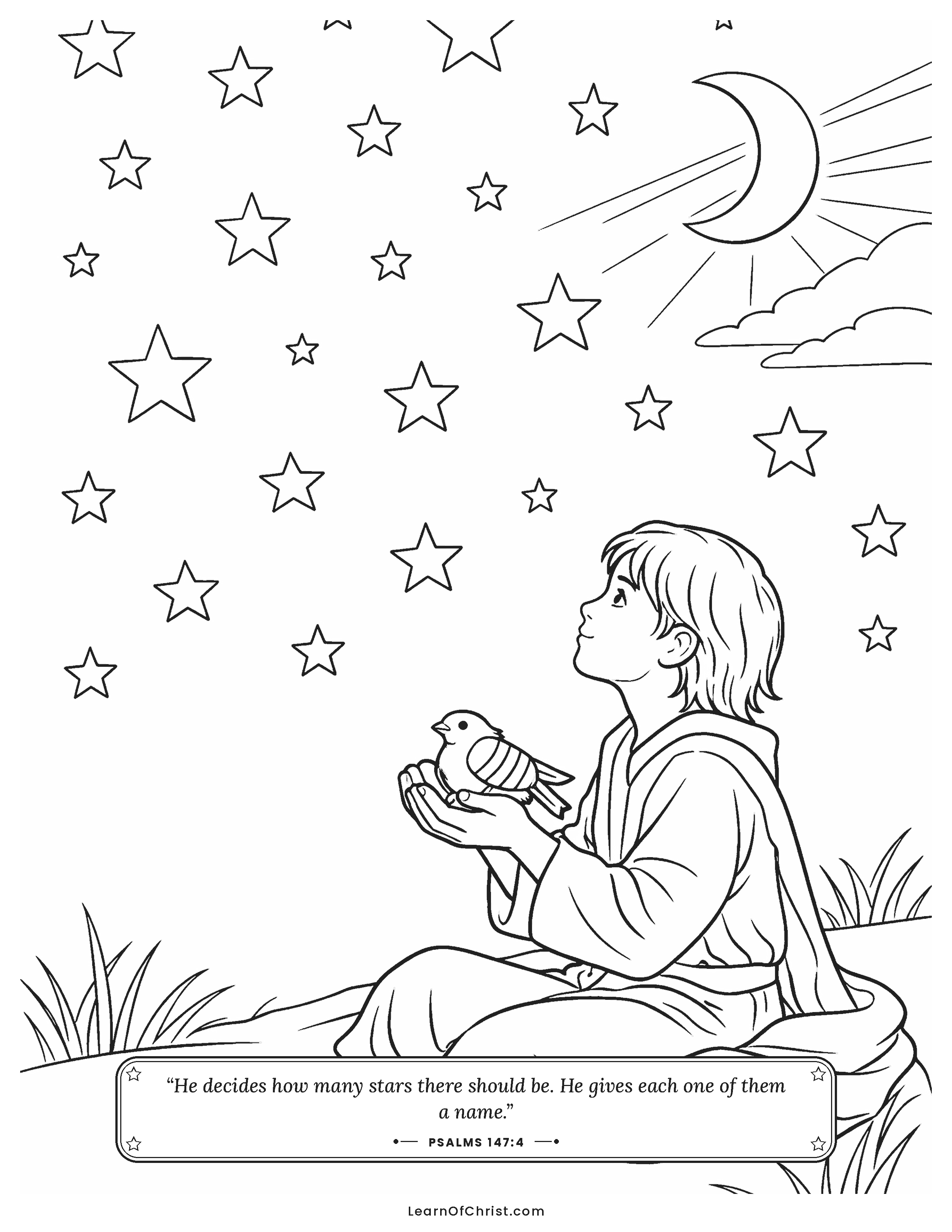 Psalms 147 coloring page - The God who names every star