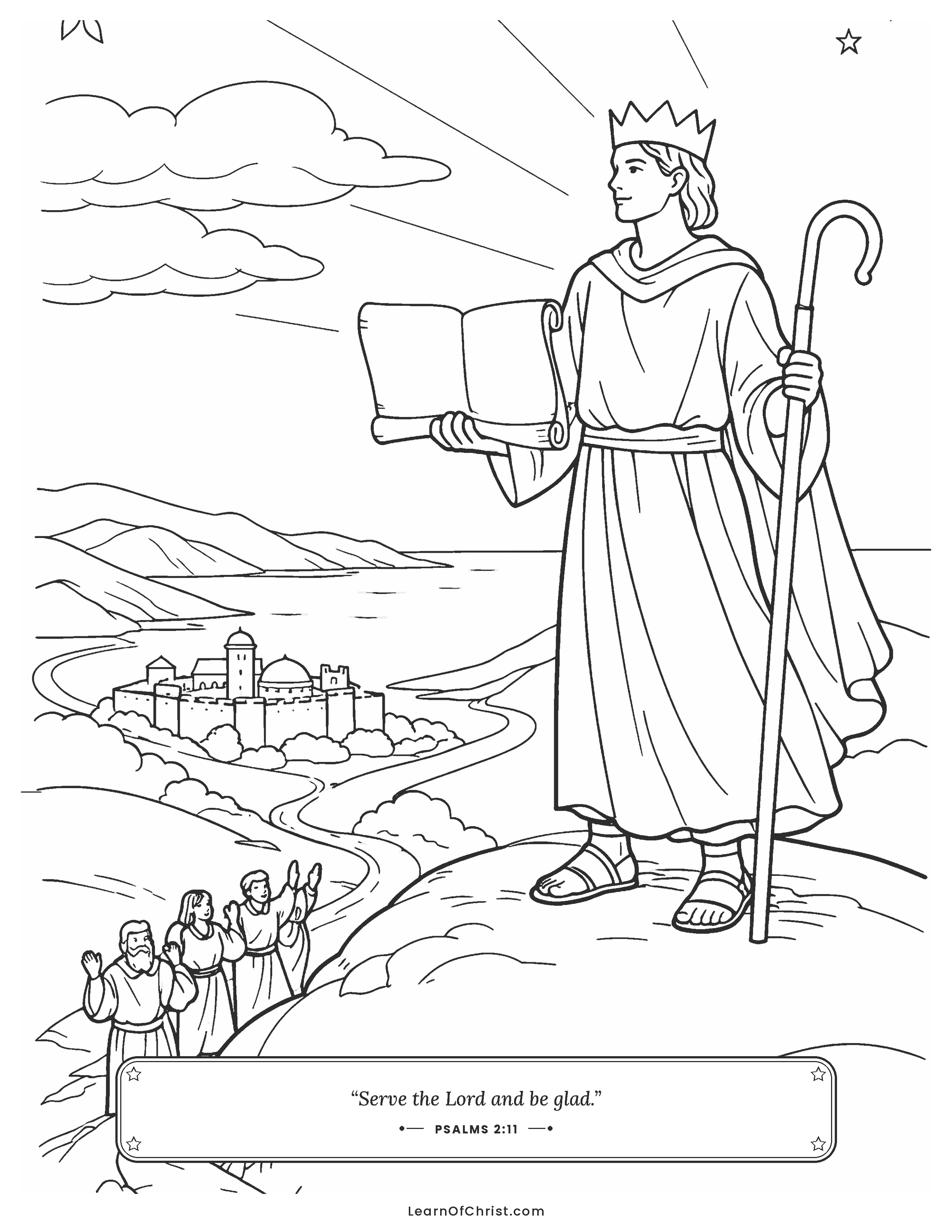 Psalms 2 coloring page - The chosen King on the high mountain