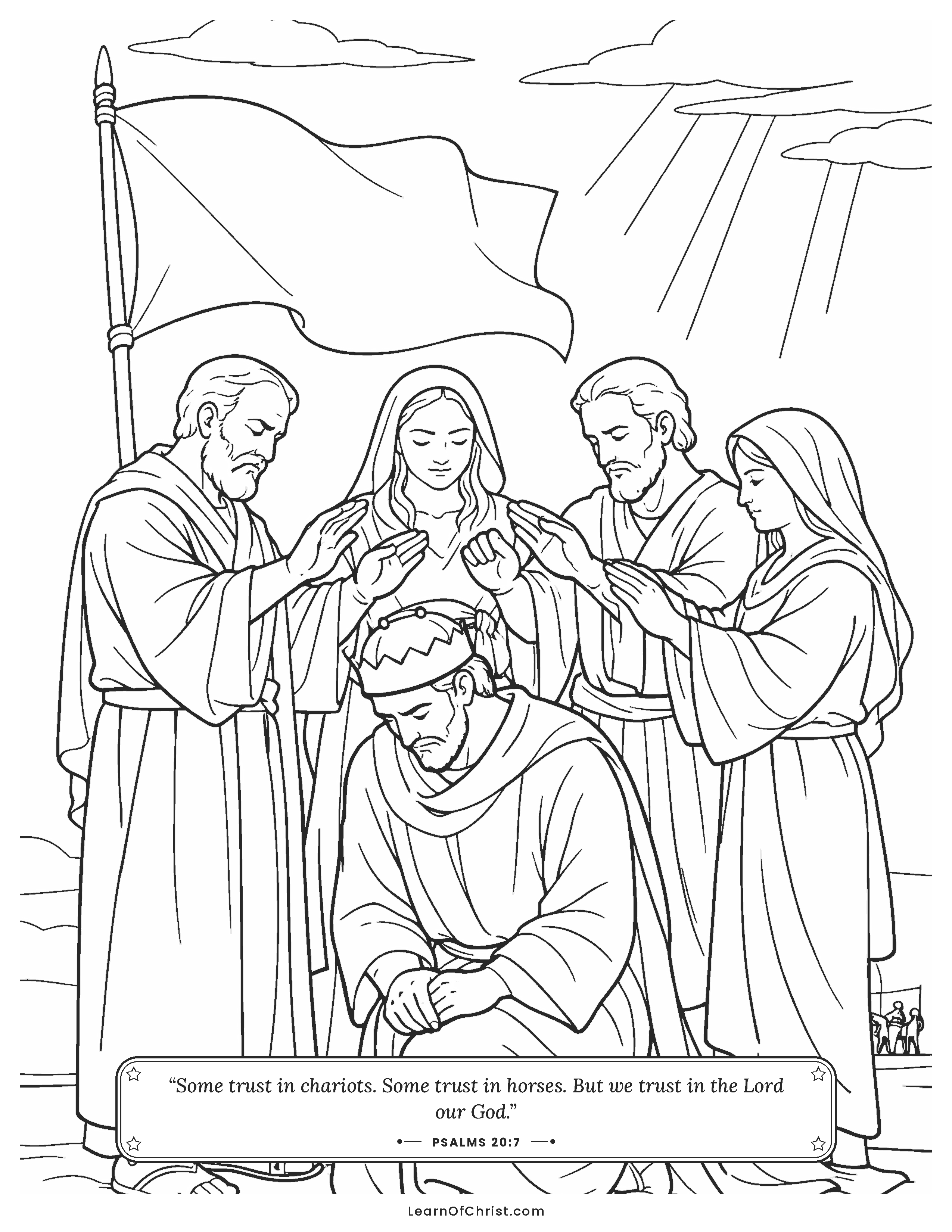 Psalms 20 coloring page - The people pray for their king