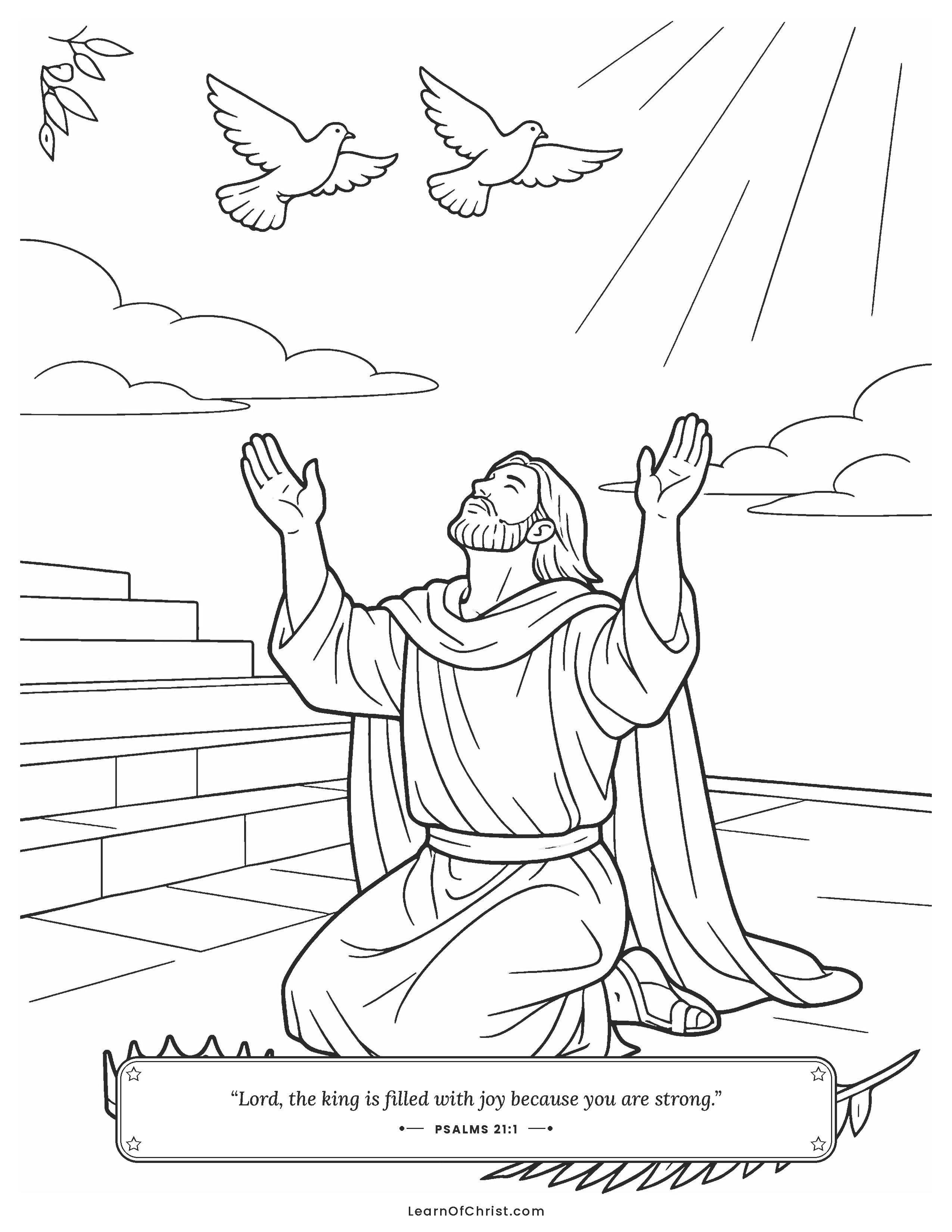 Psalms 21 coloring page - The king gives his crown back in thanks