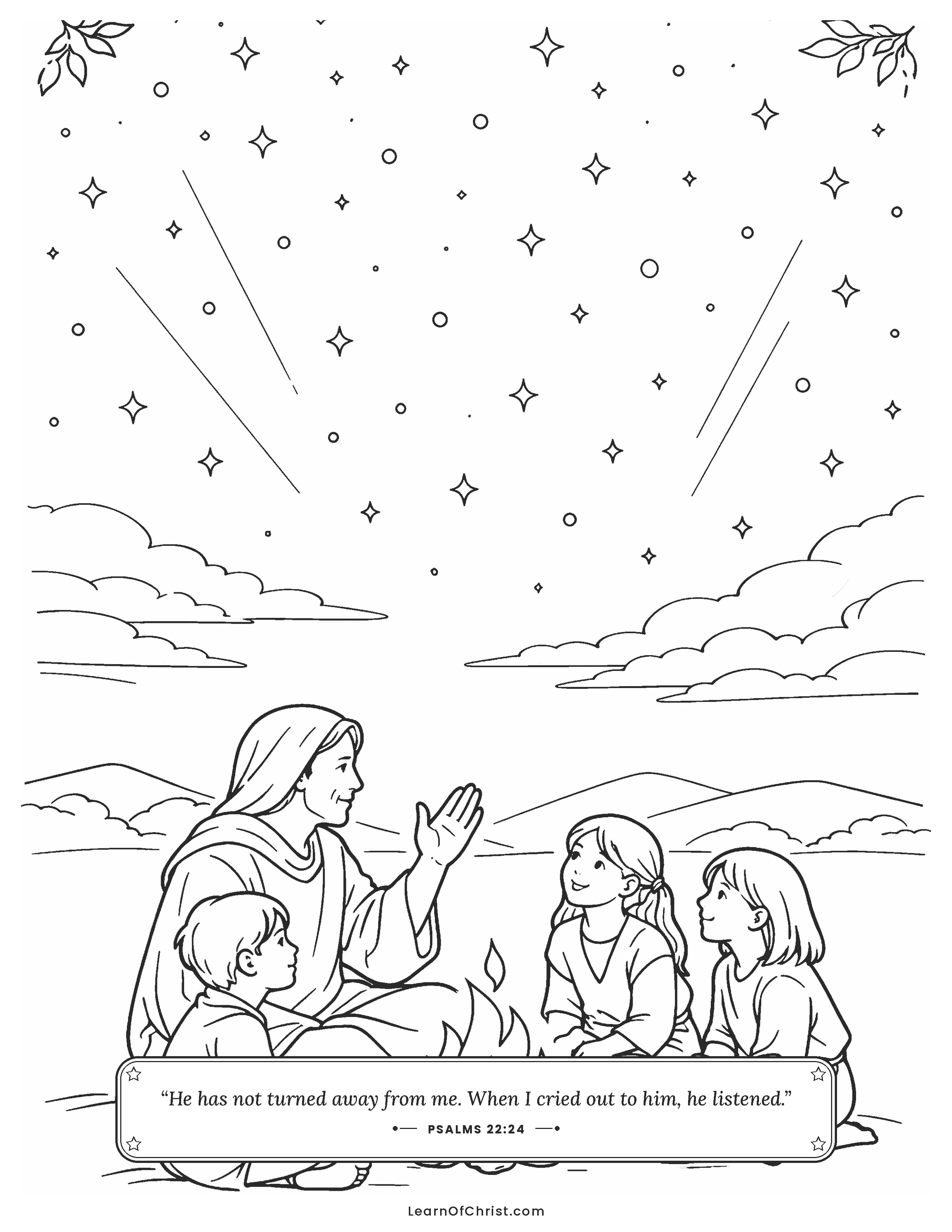 Psalms 22 coloring page - Telling the children what God has done