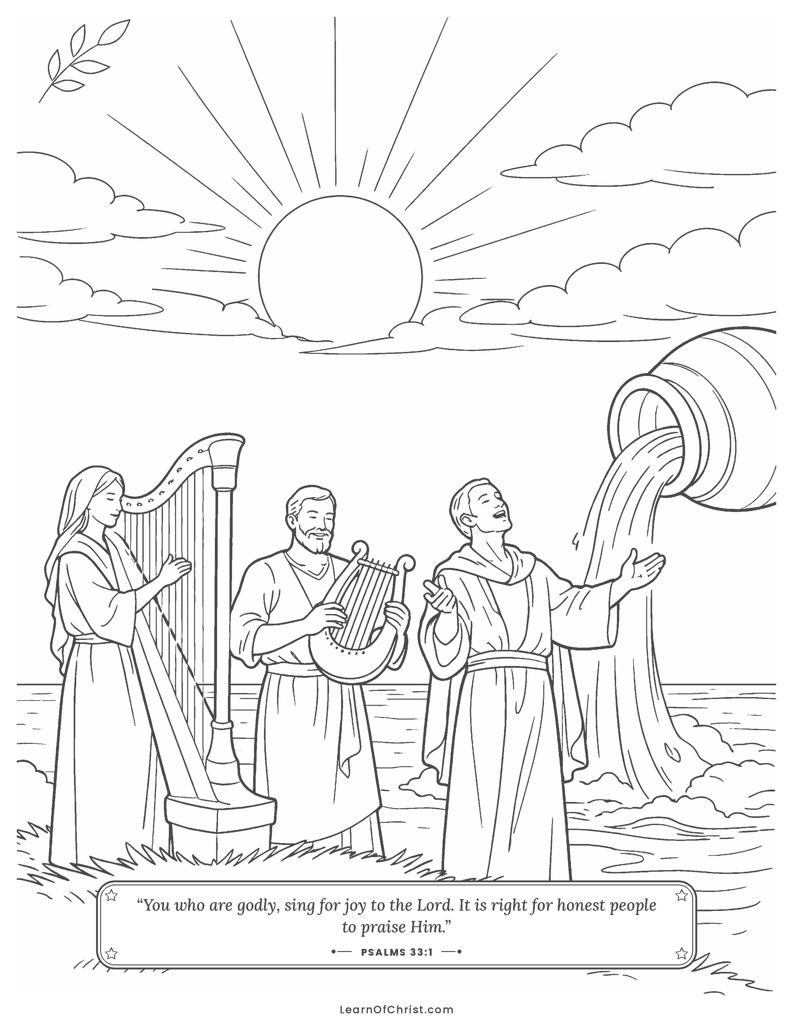 Psalms 33 coloring page - A new song under the great sky