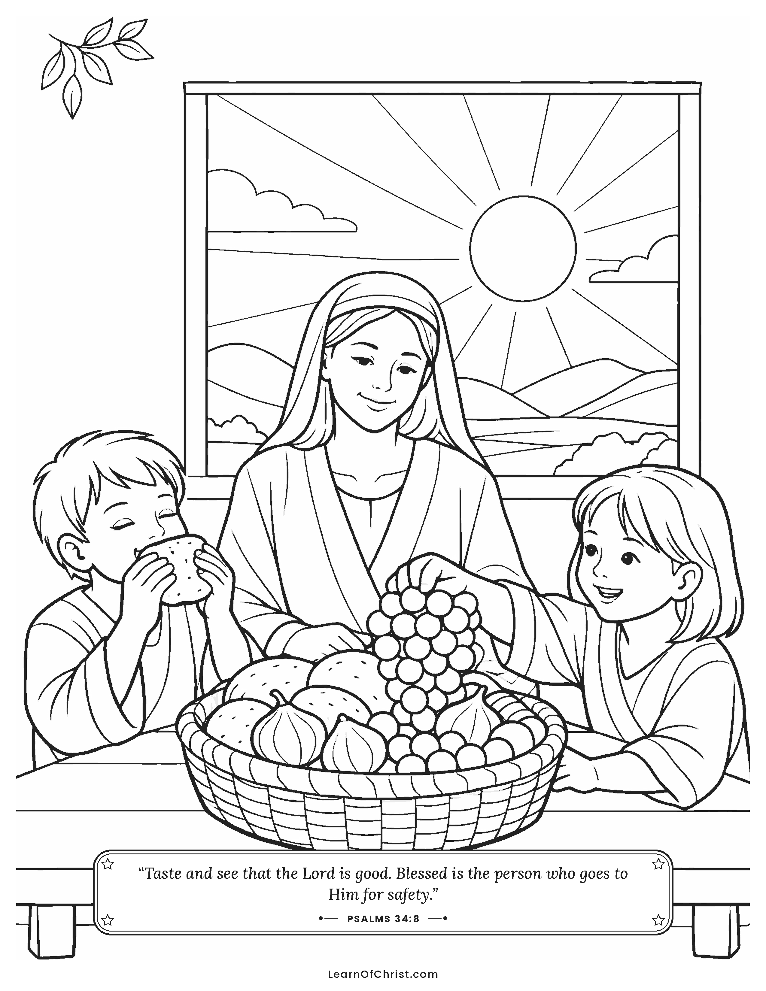 Psalms 34 coloring page - Tasting and seeing that God is good