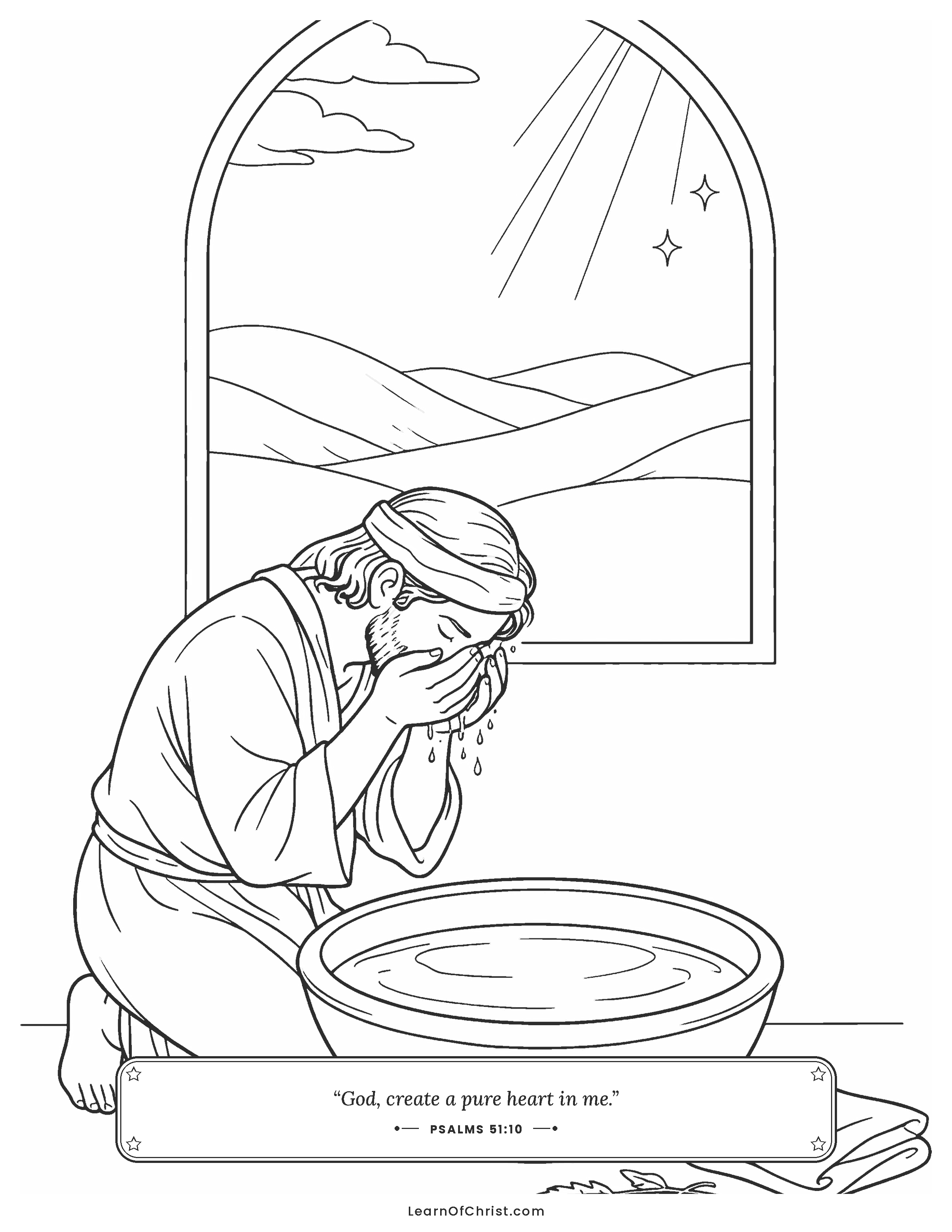 Psalms 51 coloring page - Washed clean and made new