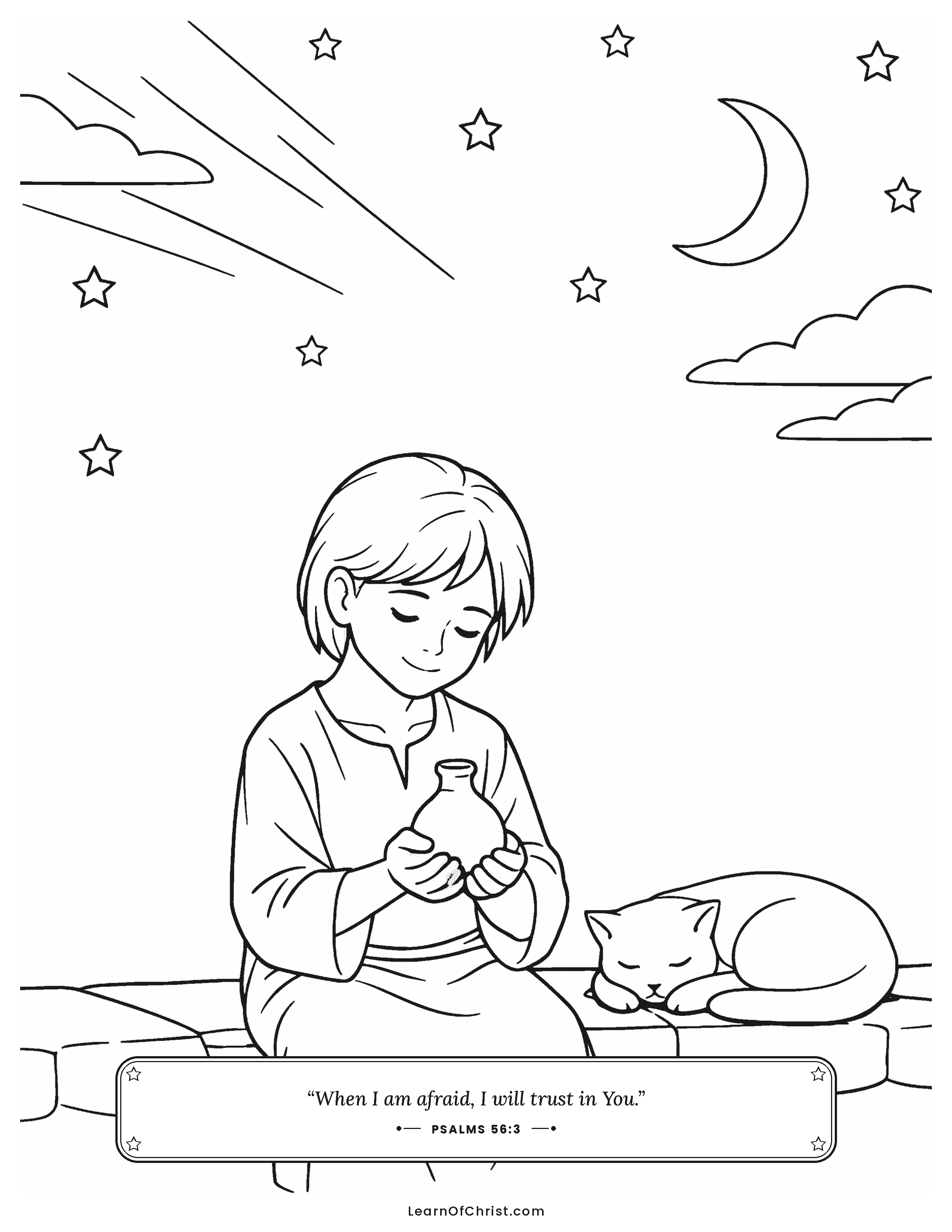 Psalms 56 coloring page - God keeps every tear in a bottle