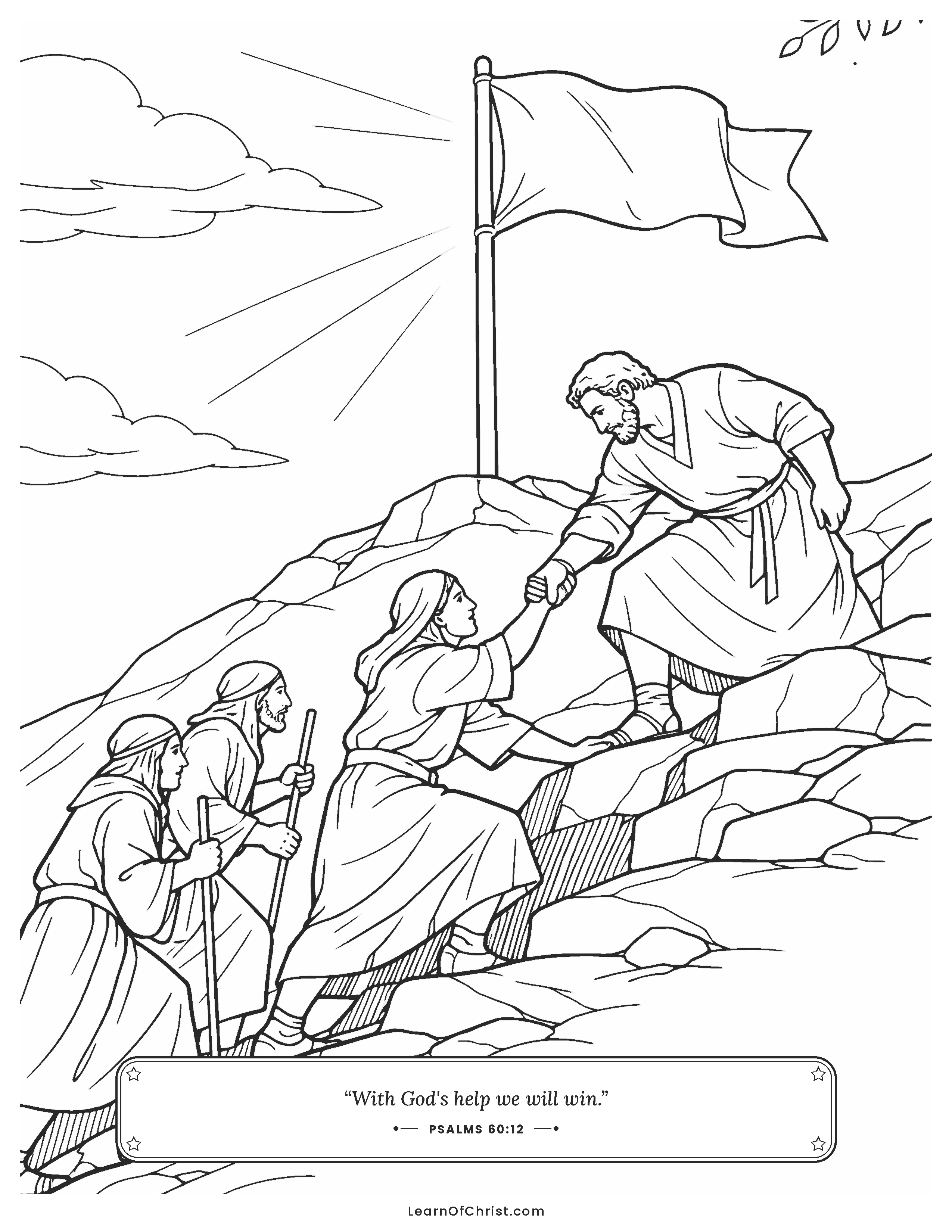 Psalms 60 coloring page - Climbing the hard hill together