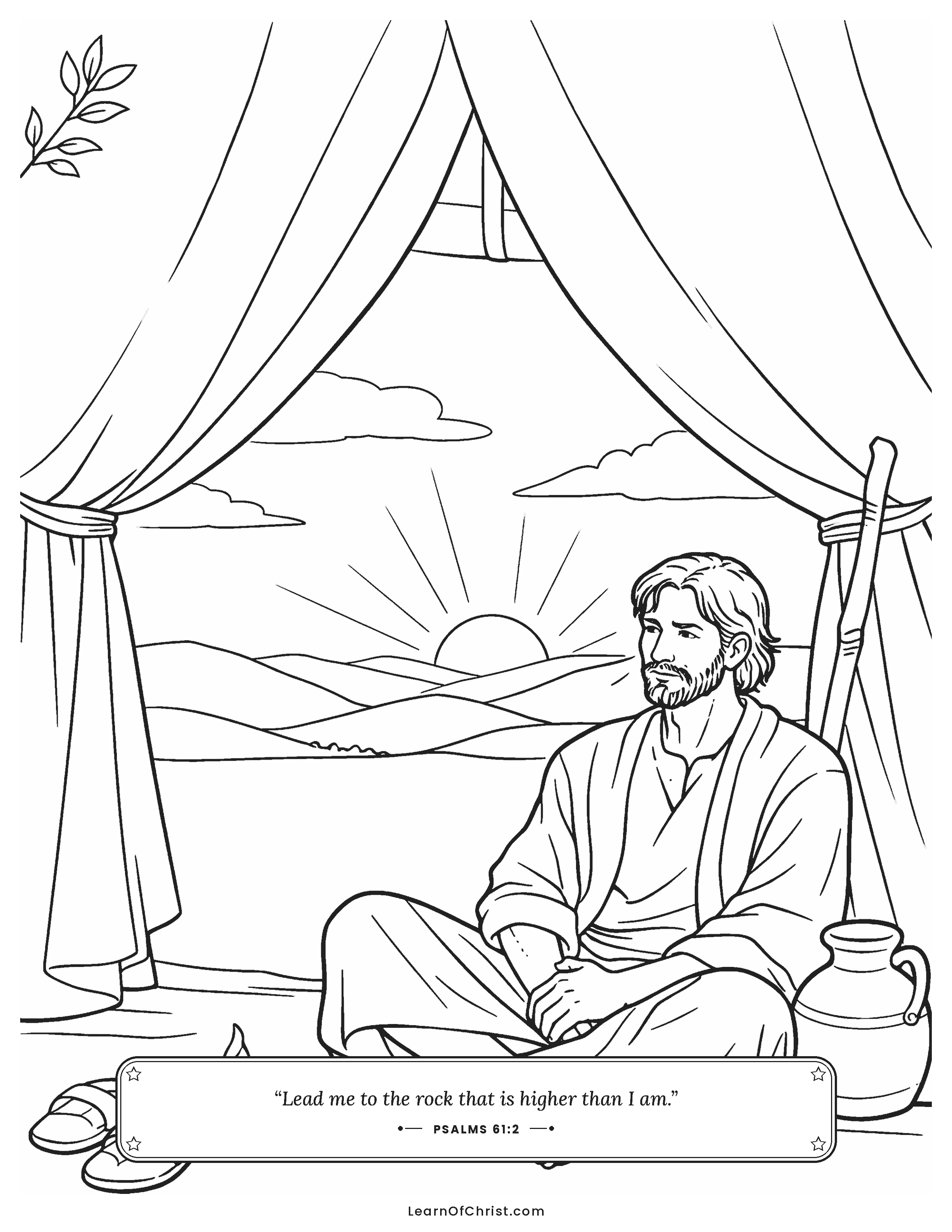 Psalms 61 coloring page - Resting inside the great tent