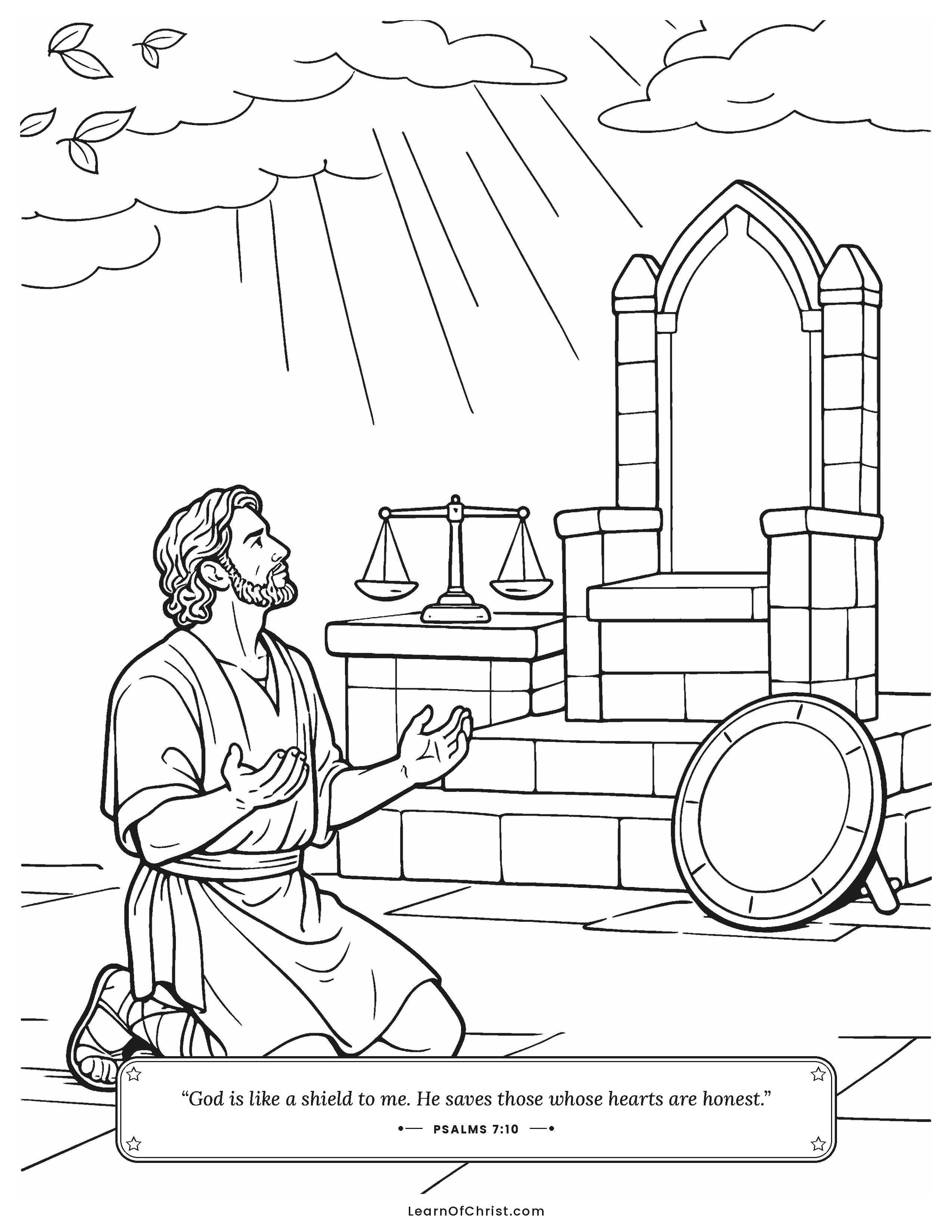 Psalms 7 coloring page - Bringing an unfair day to the Judge