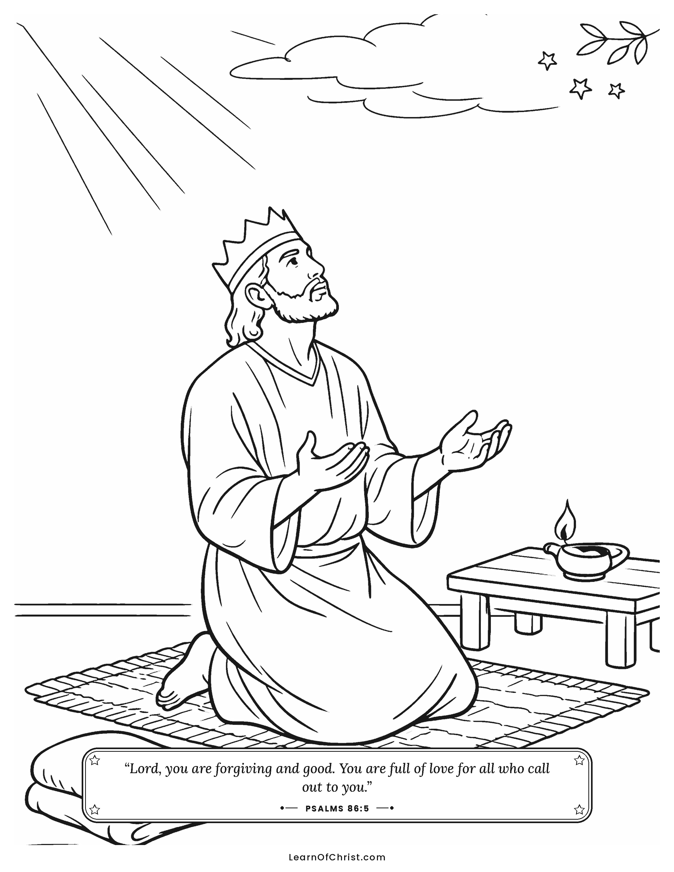 Psalms 86 coloring page - David asks God to teach him