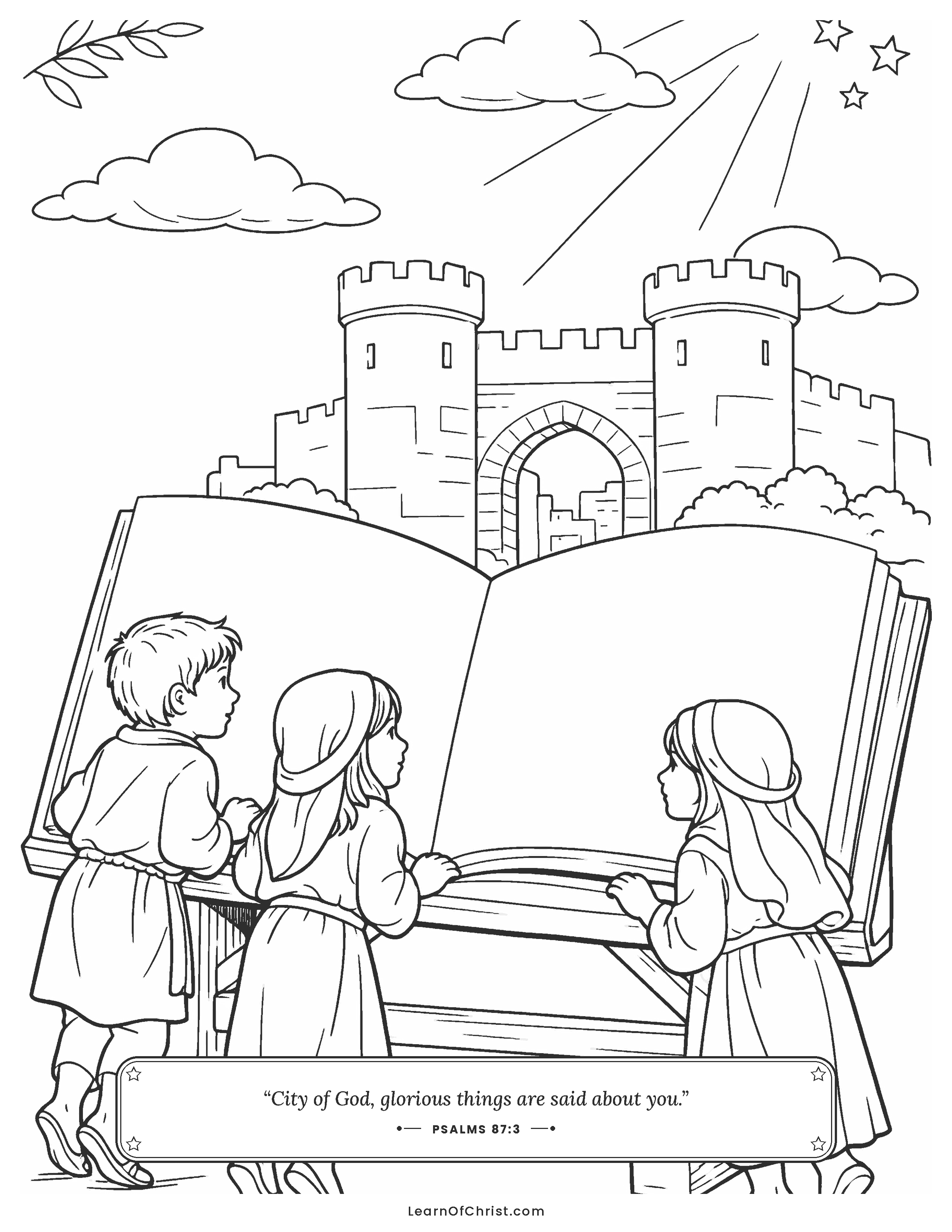 Psalms 87 coloring page - God writes their names in His book