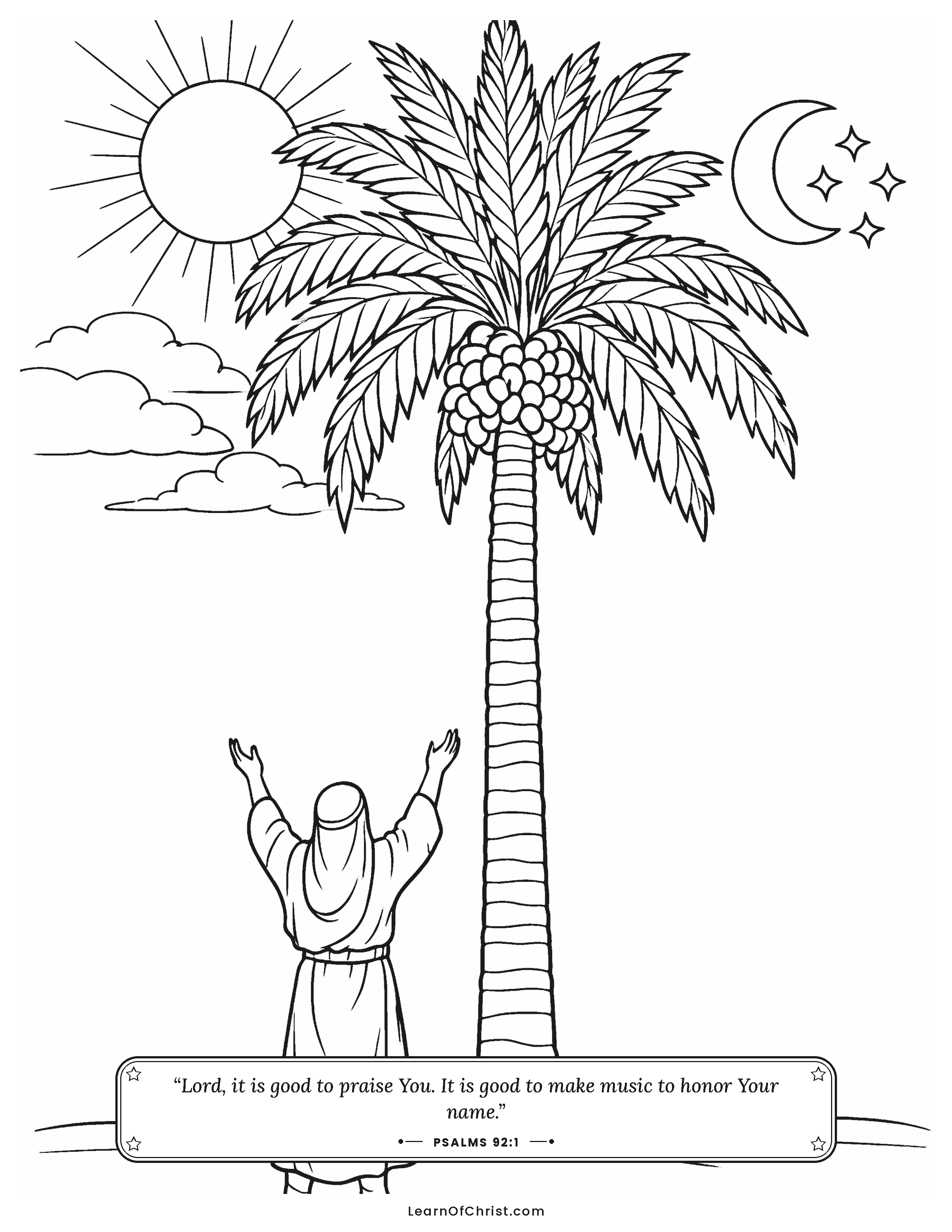 Psalms 92 coloring page - Growing tall like a palm tree
