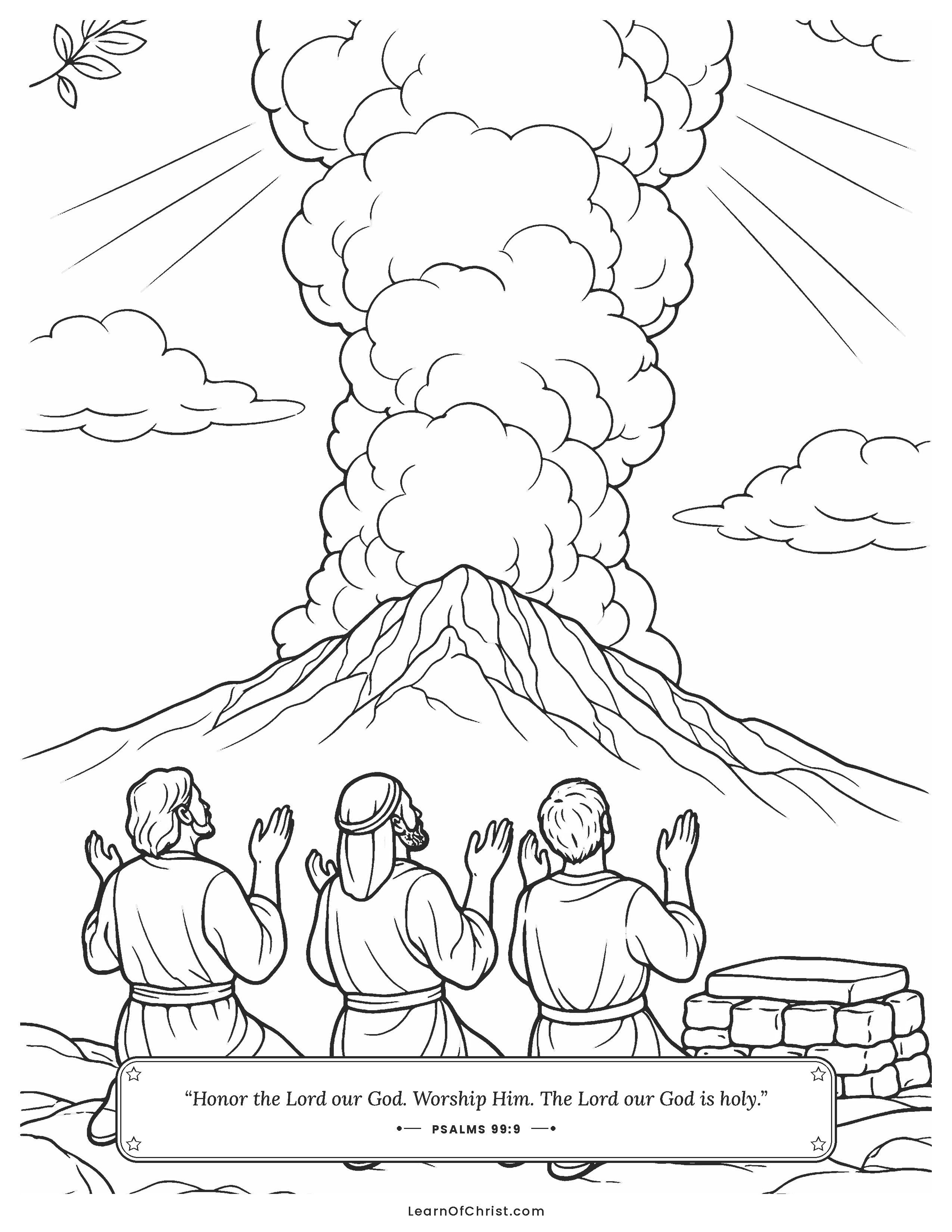 Psalms 99 coloring page - Moses, Aaron and Samuel call to God
