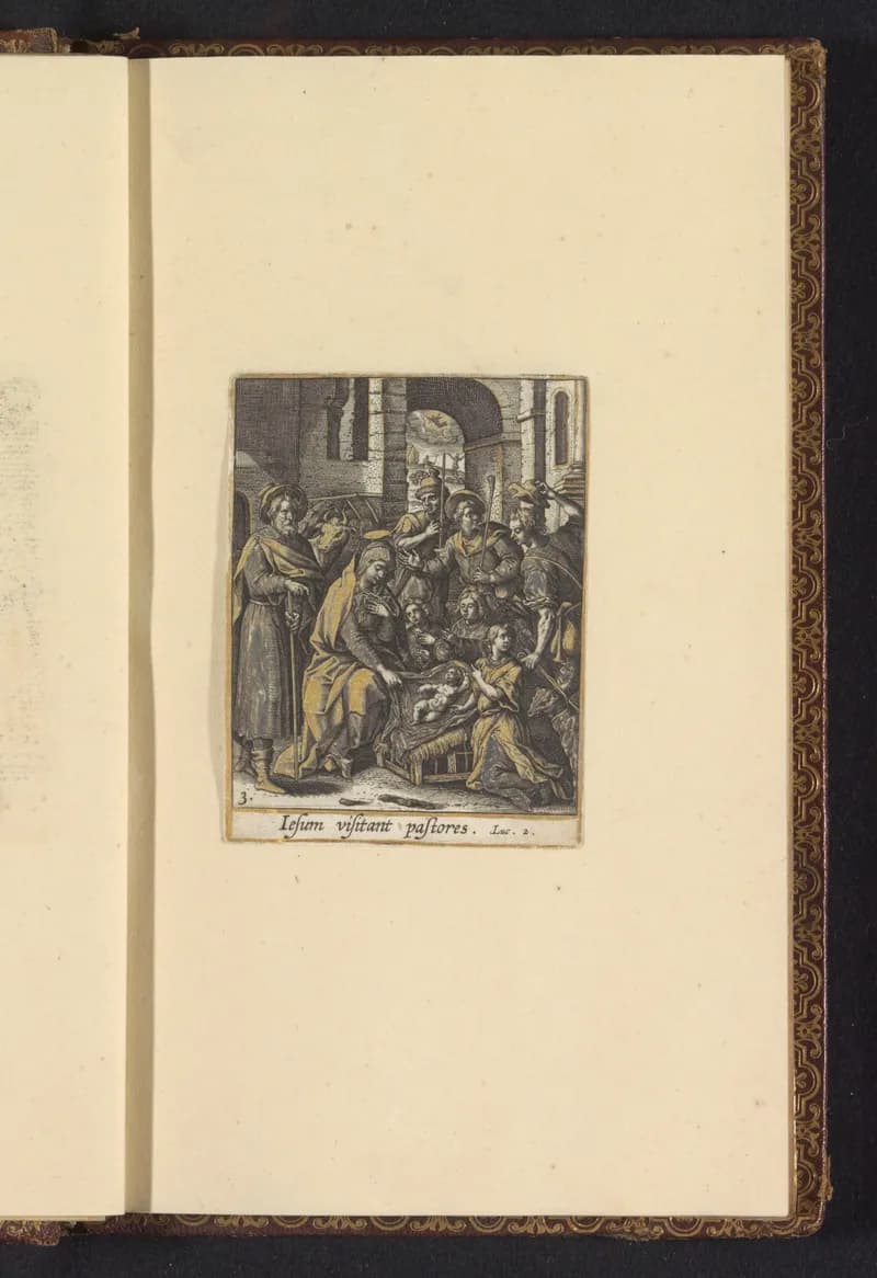 Aanbidding door de herders by Adriaen Collaert depicting Luke 2