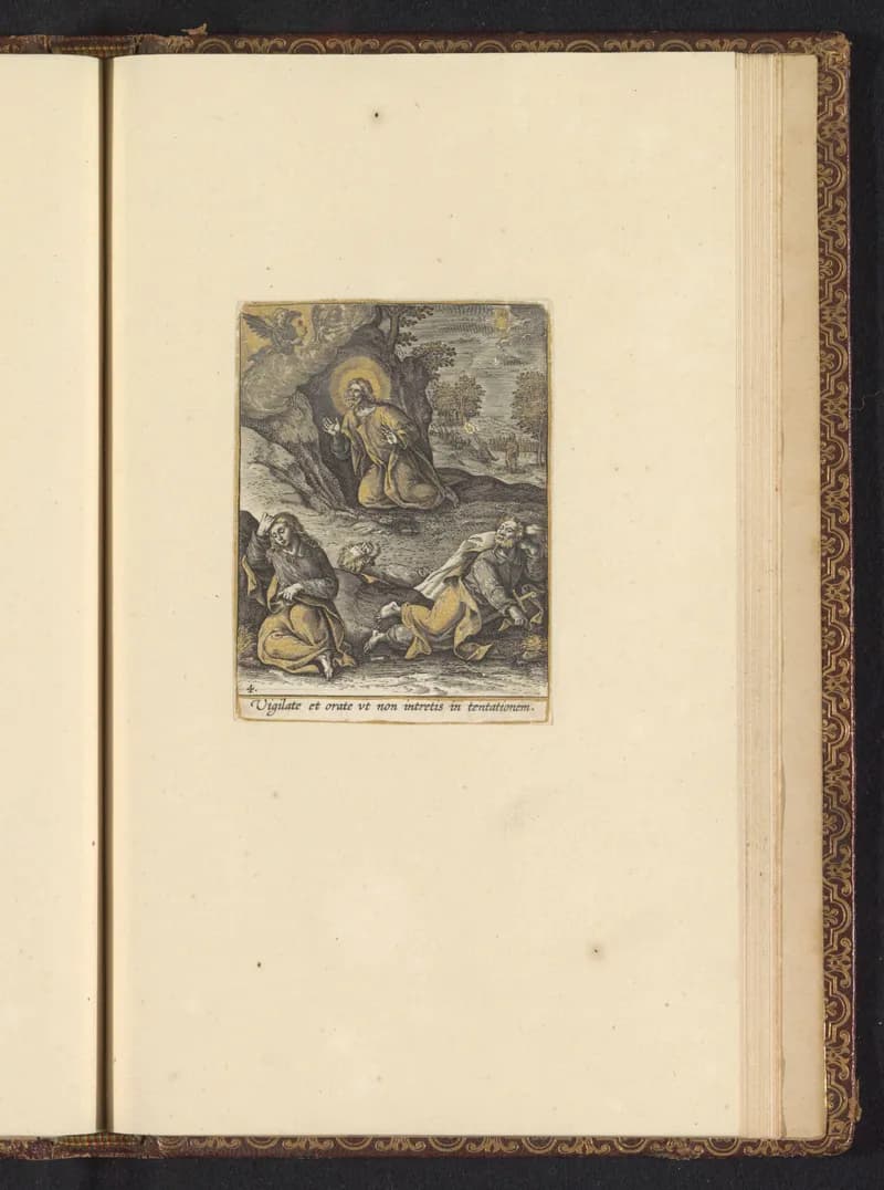 Christus in het Hof van Olijven by Adriaen Collaert depicting Matthew 26