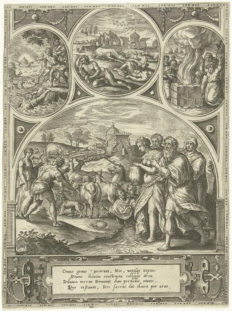 Gebeurtenissen uit het leven van Noach by Adriaen Collaert depicting Genesis 7