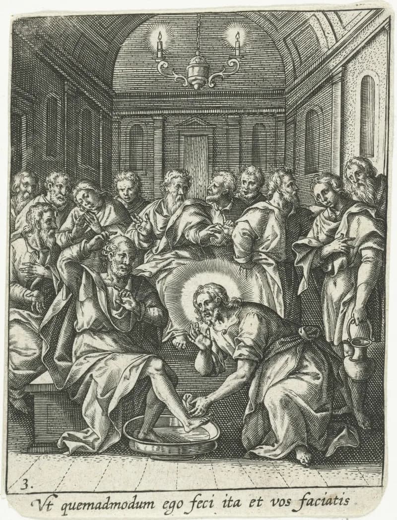 Voetwassing by Adriaen Collaert depicting John 13