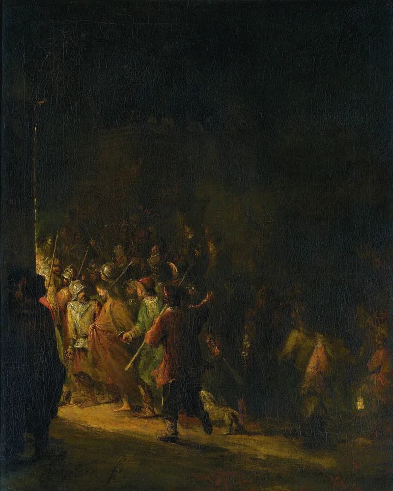 The Arrest of Christ by Aert de Gelder depicting Matthew 26