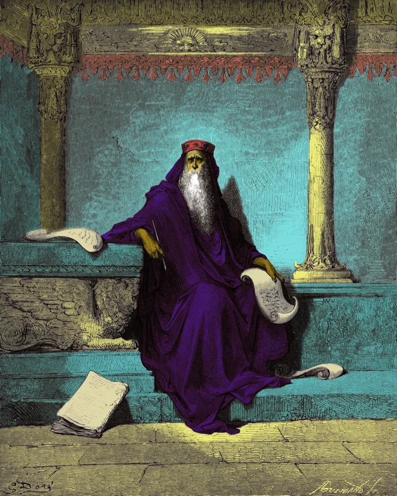 King Solomon in Old Age by Anonymous (19th-century engraver) depicting Ecclesiastes 1:1