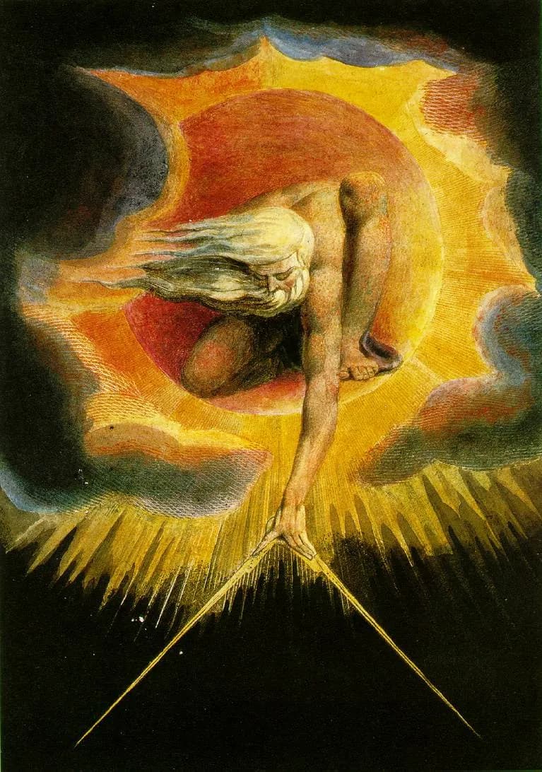 The Ancient of Days by William Blake depicting Proverbs 8:27