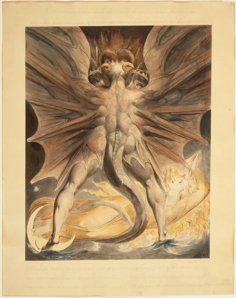 The Great Red Dragon and the Woman Clothed with the Sun by William Blake depicting Revelation 12:1